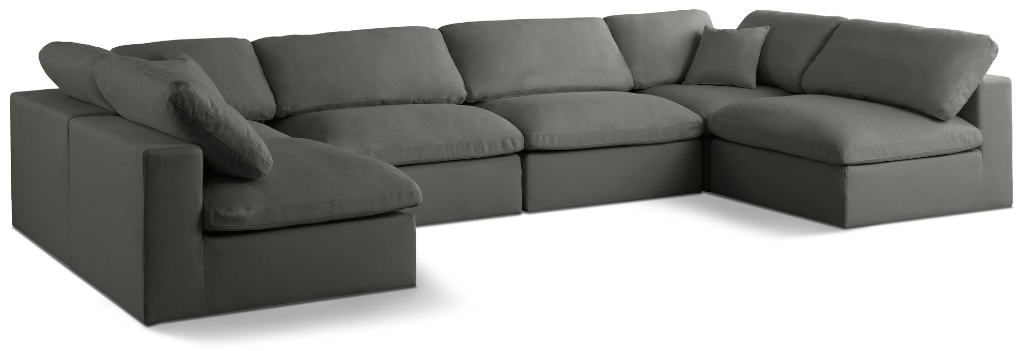 Plush 140" 6-Piece Velvet Standard Comfort Modular U-Shape Corner Sectional