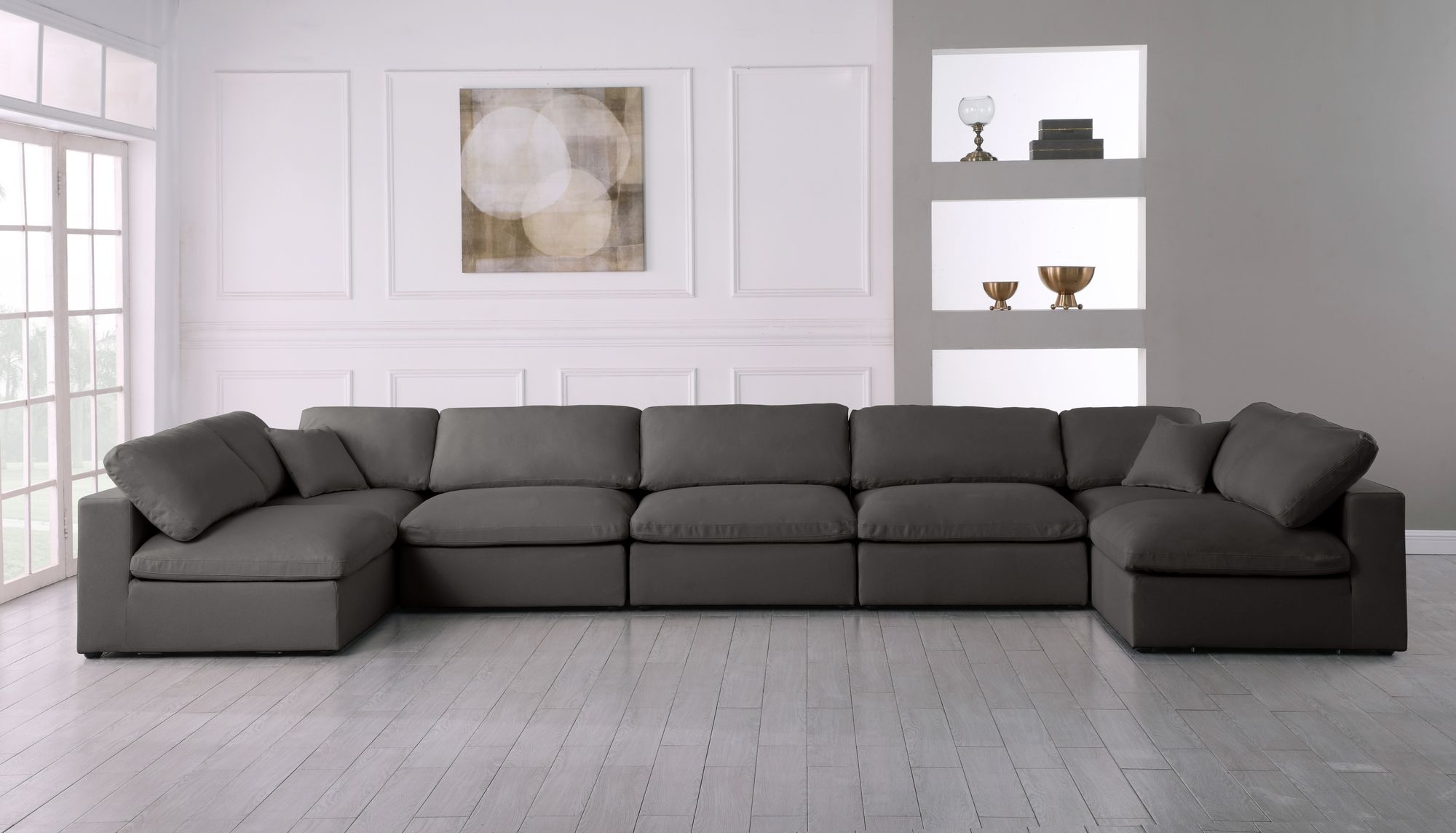Plush 175" 7-Piece Velvet Standard Comfort Modular Sectional