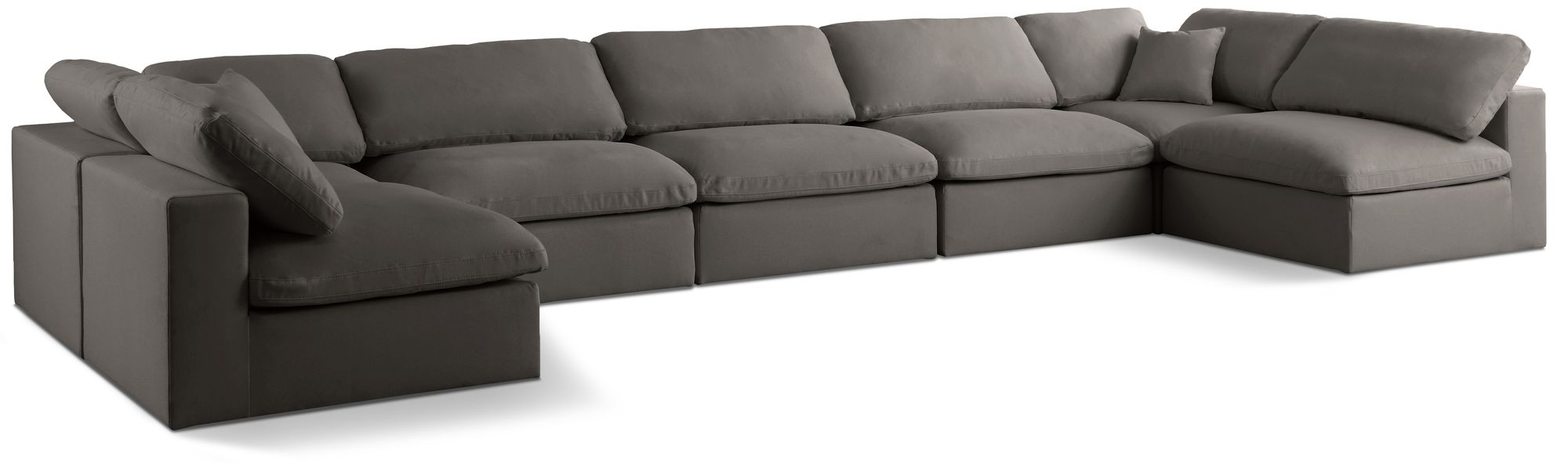 Plush 175" 7-Piece Velvet Standard Comfort Modular Sectional