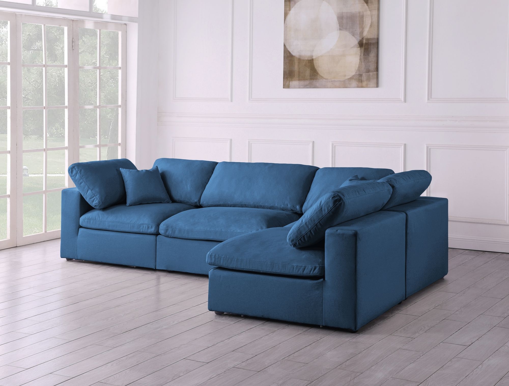 Plush 105" 4-Piece Velvet Standard Comfort Modular Corner Sectional