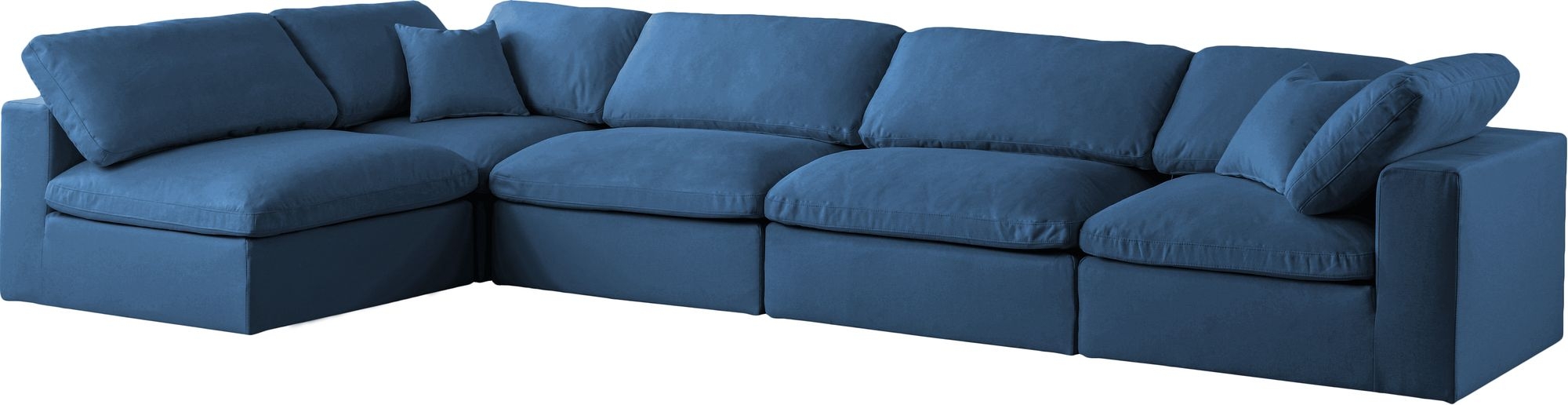 Plush 140" 5-Piece Velvet Standard Comfort Modular Corner Sectional