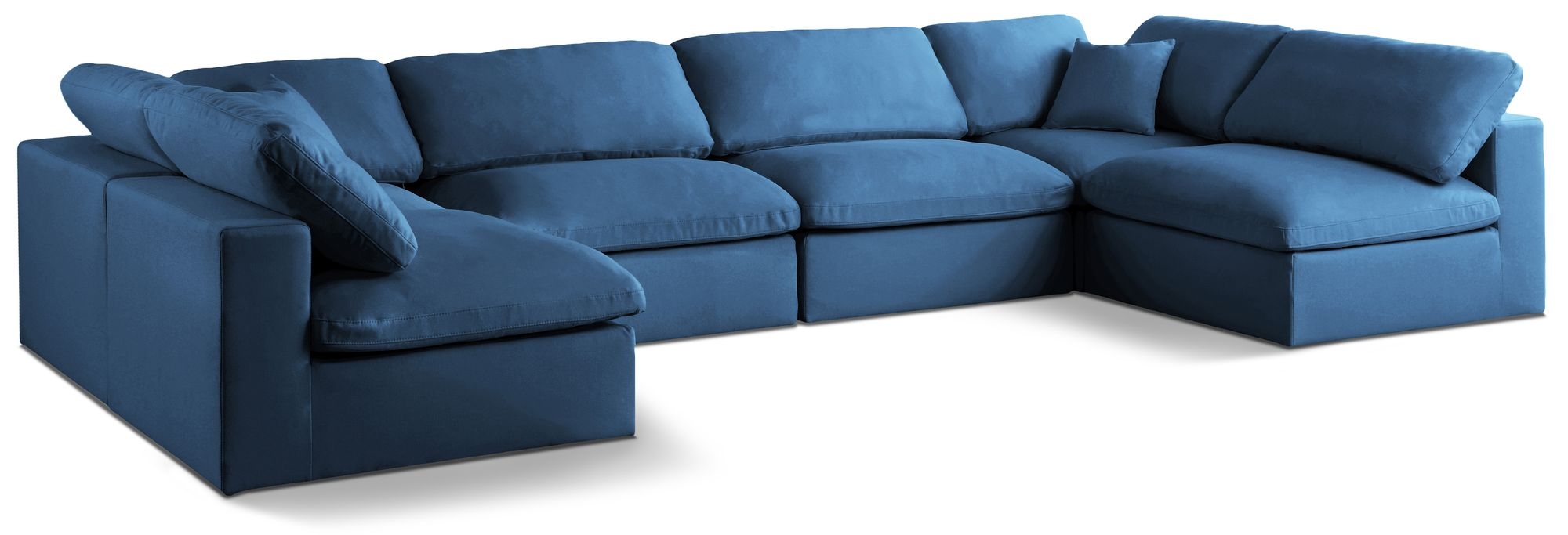 Plush 140" 6-Piece Velvet Standard Comfort Modular U-Shape Corner Sectional
