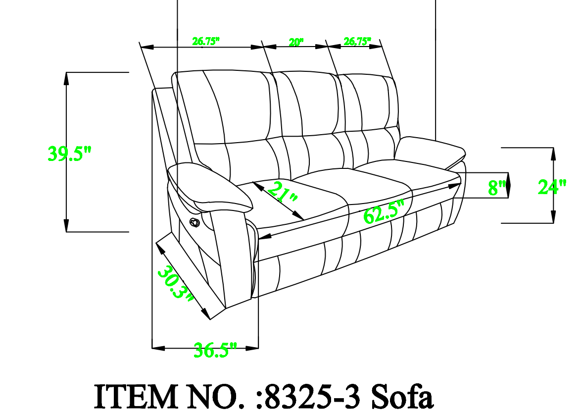 Greeley Leather Sofa by Homelegance