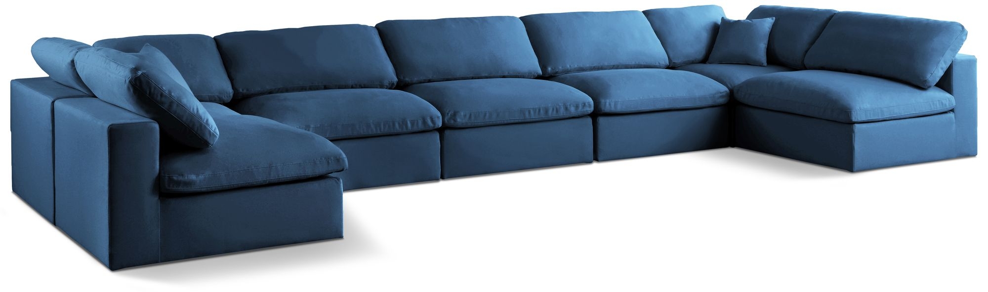 Plush 175" 7-Piece Velvet Standard Comfort Modular Sectional