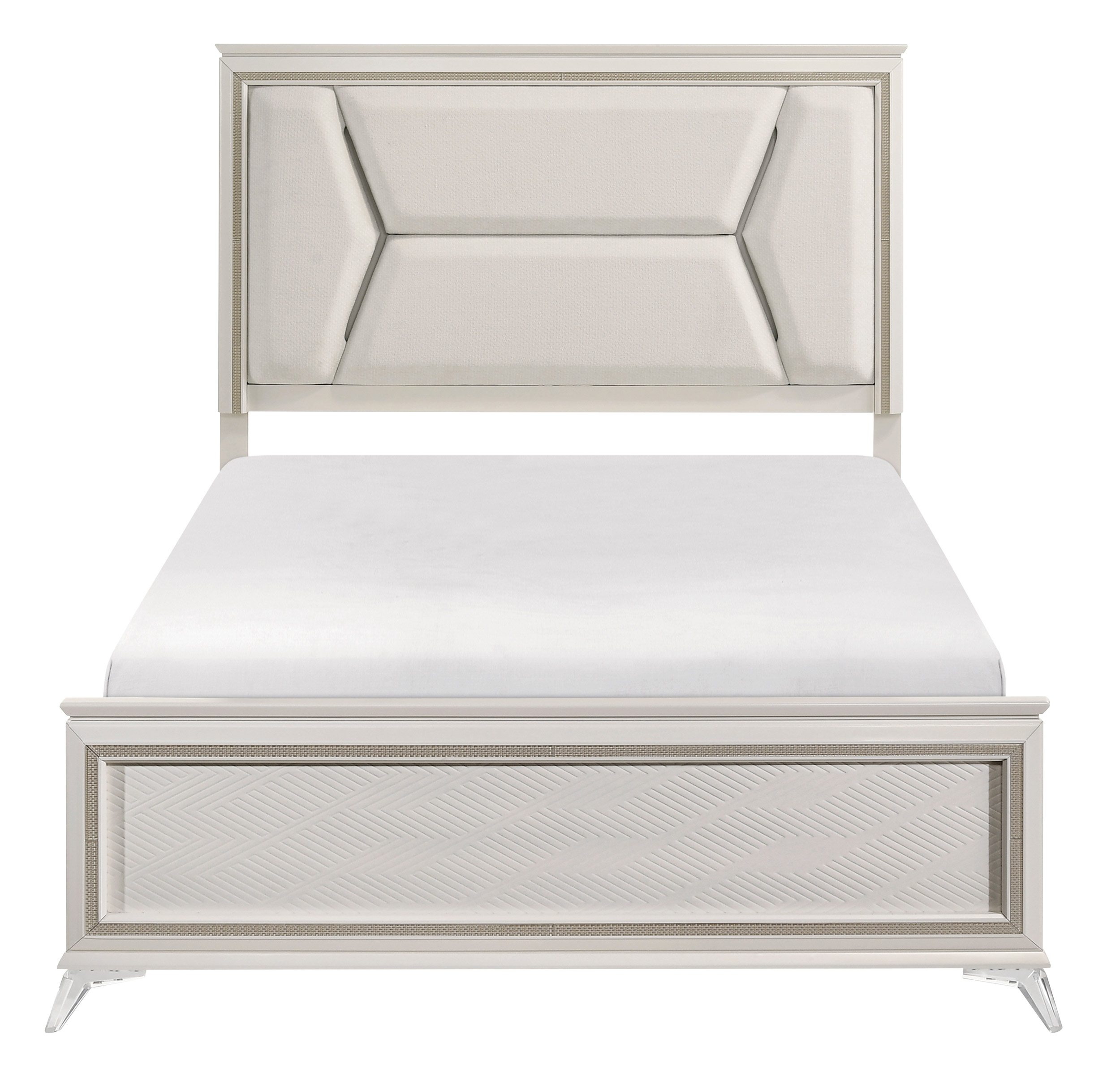 Audra Chenille/Wood California King Panel Bed with LED Lighting