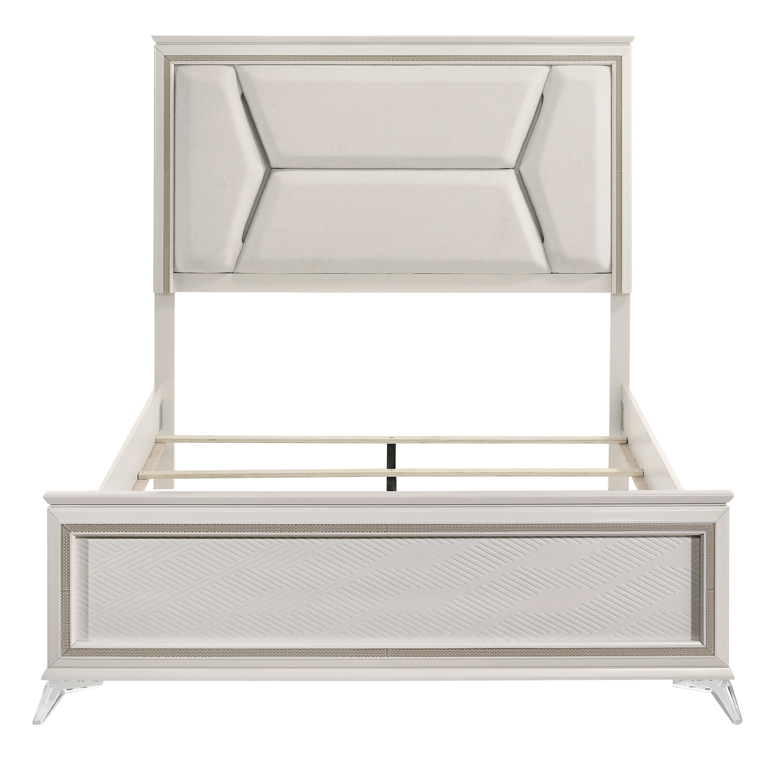 Audra Chenille/Wood Eastern King Panel Bed with LED Lighting