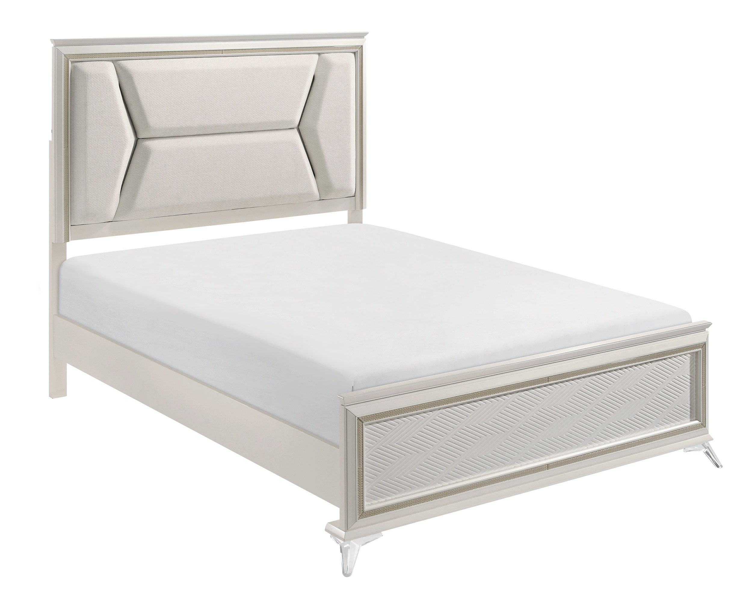 Audra Chenille/Wood Panel Bedroom Set with LED Lighting