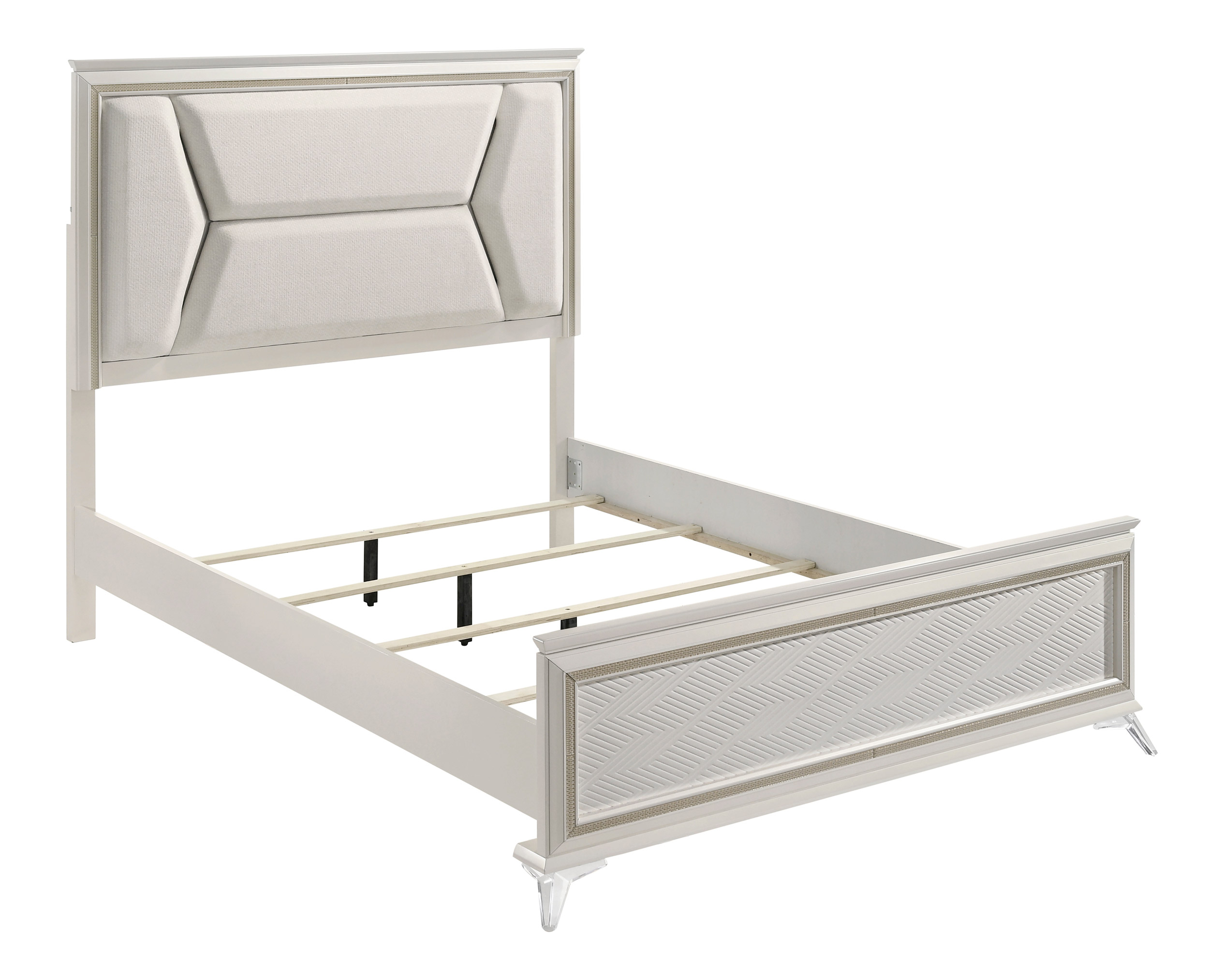 Audra Chenille/Wood Eastern King Panel Bed with LED Lighting