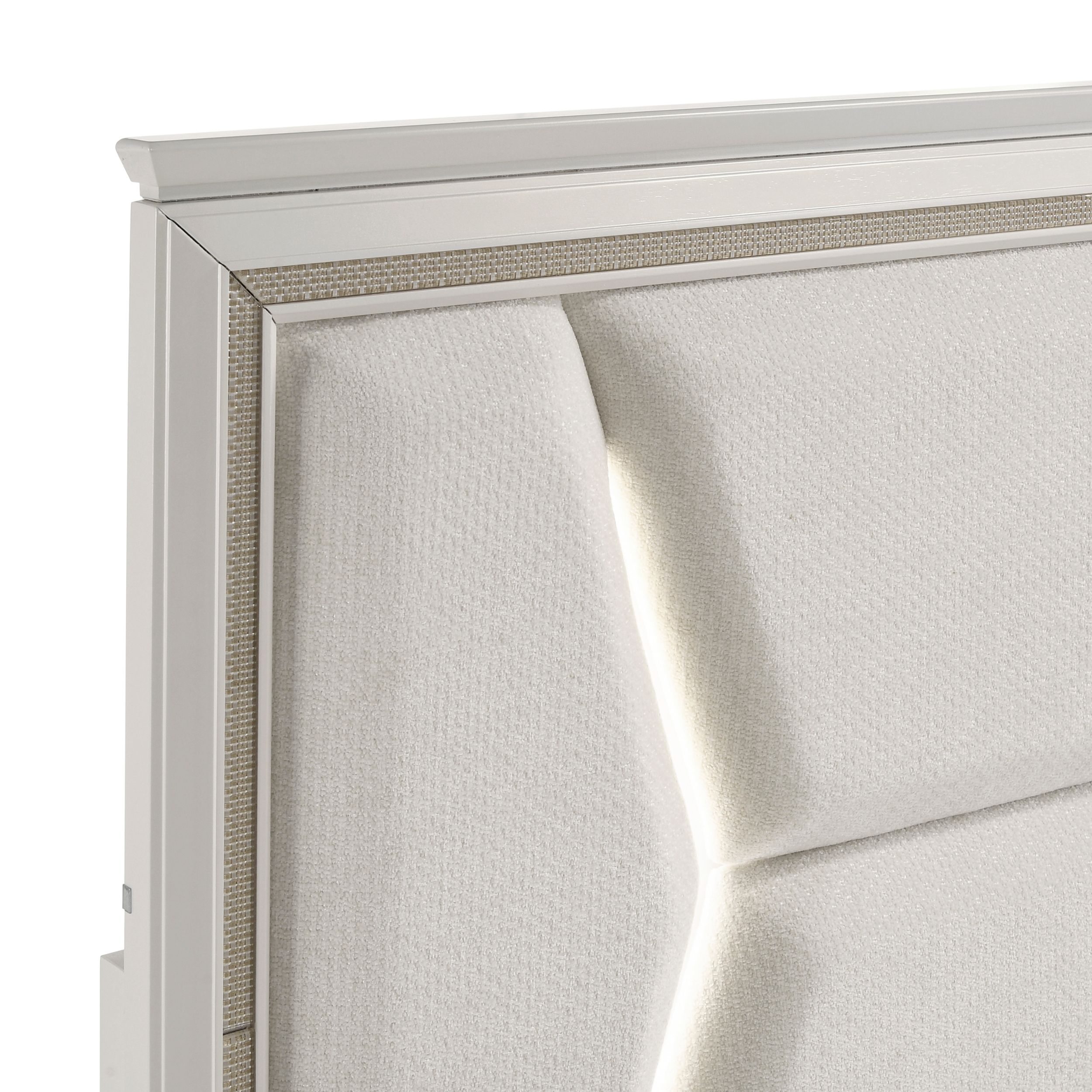Audra Chenille/Wood California King Panel Bed with LED Lighting