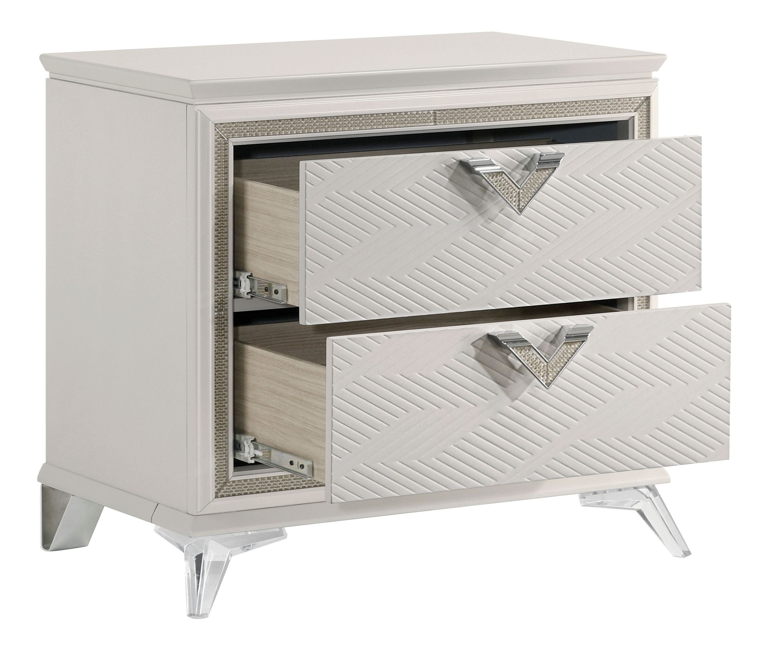 Audra Wood/Metal 2-Drawer Night Stand