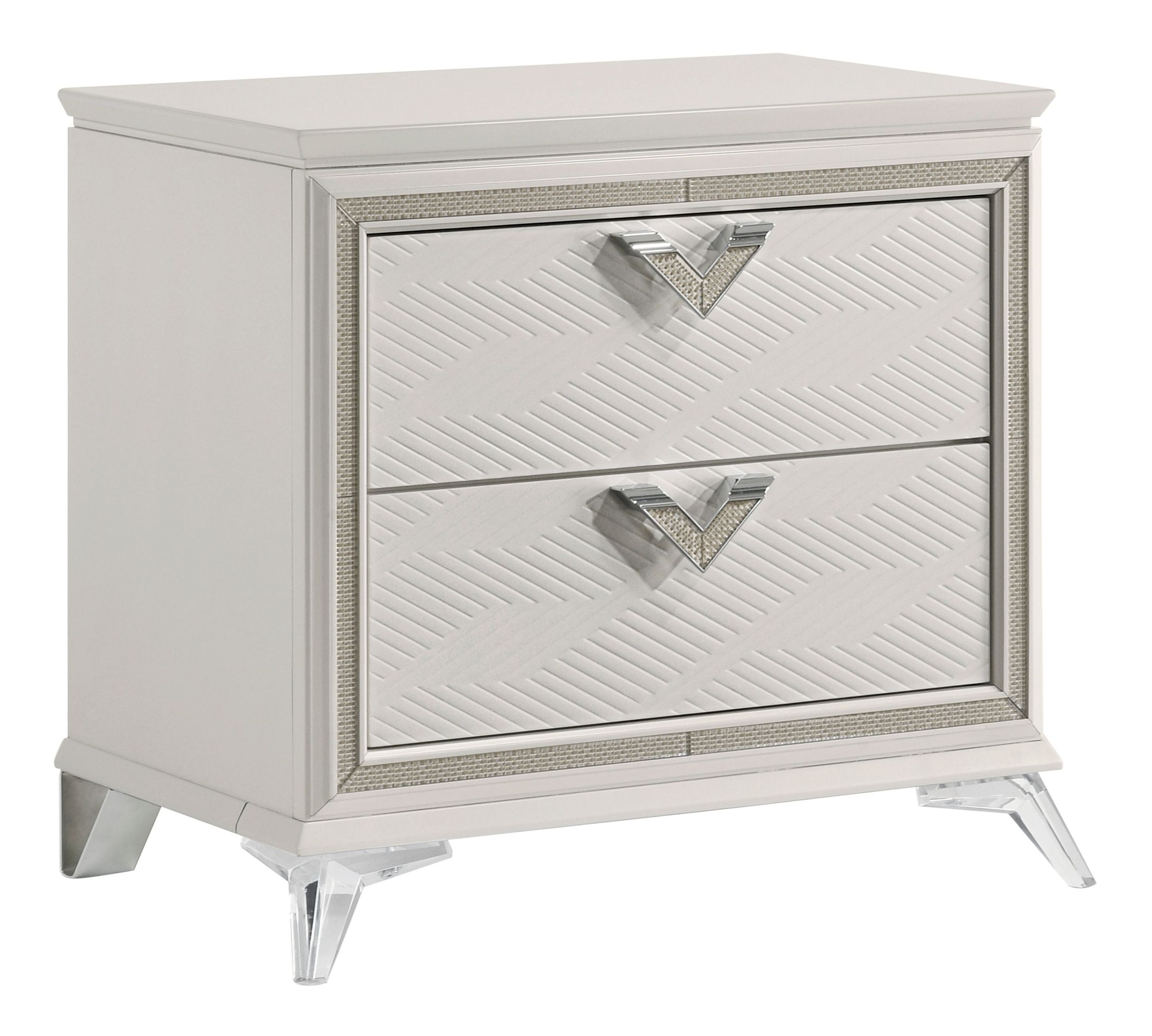 Audra Wood/Metal 2-Drawer Night Stand