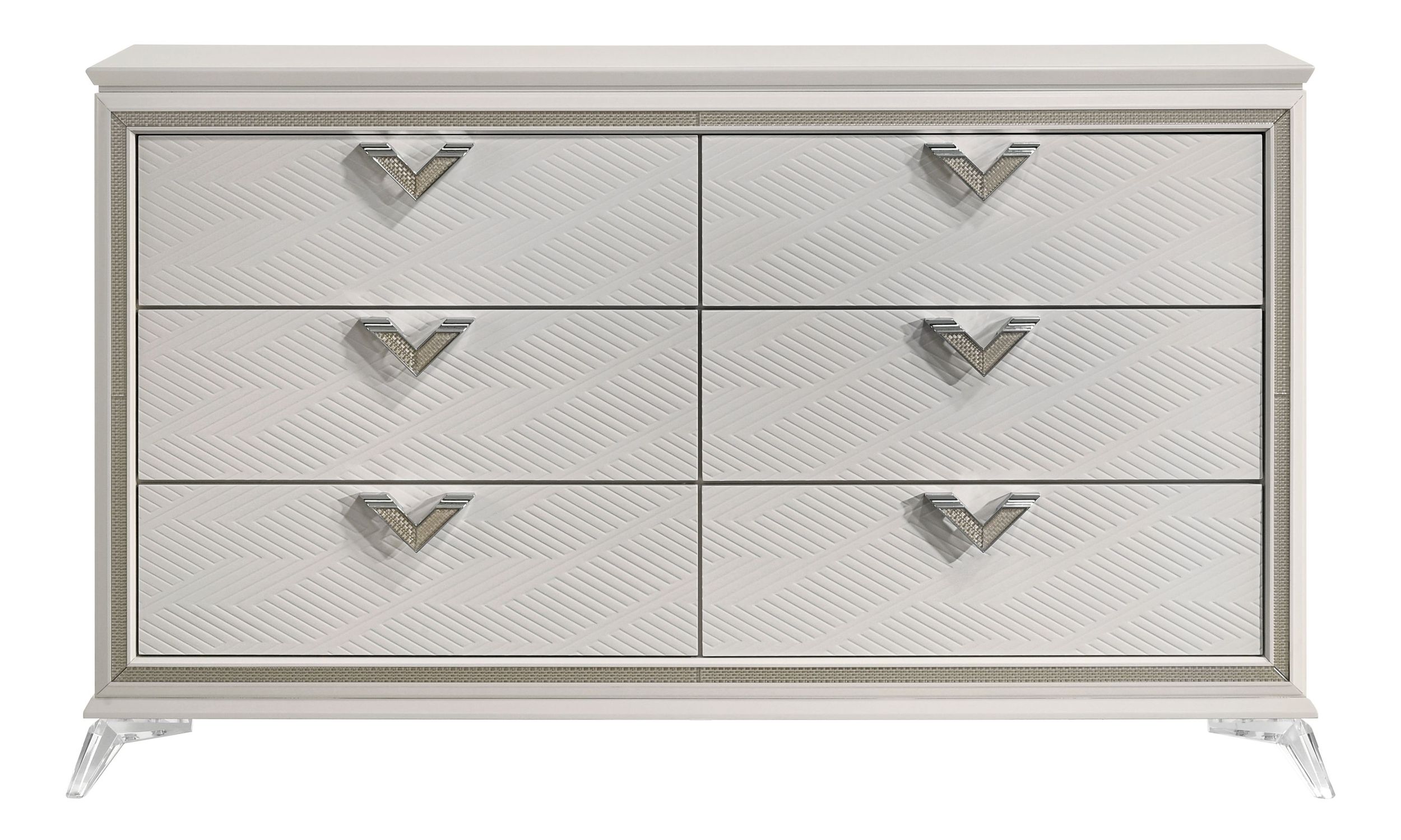 Audra Chenille/Wood Panel Bedroom Set with LED Lighting