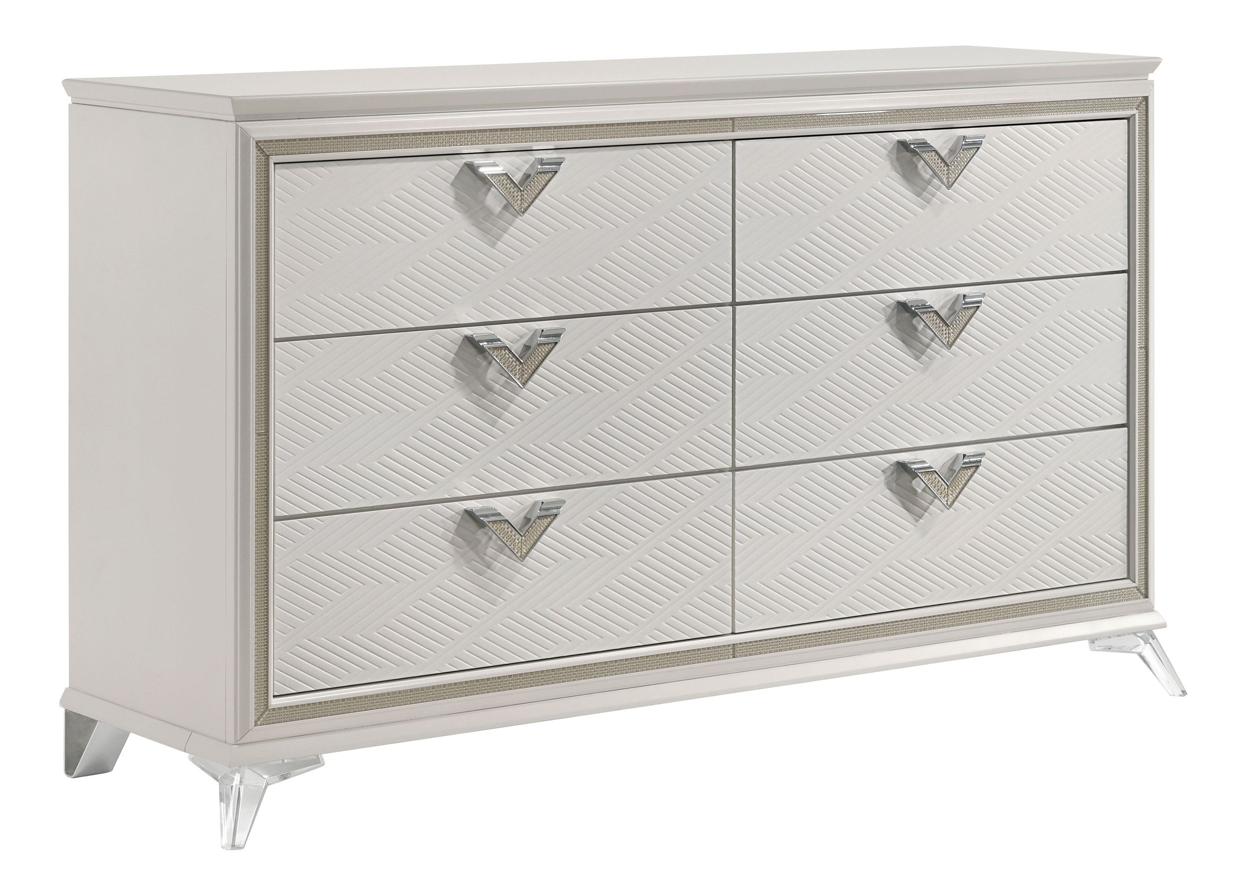 Audra Chenille/Wood Panel Bedroom Set with LED Lighting
