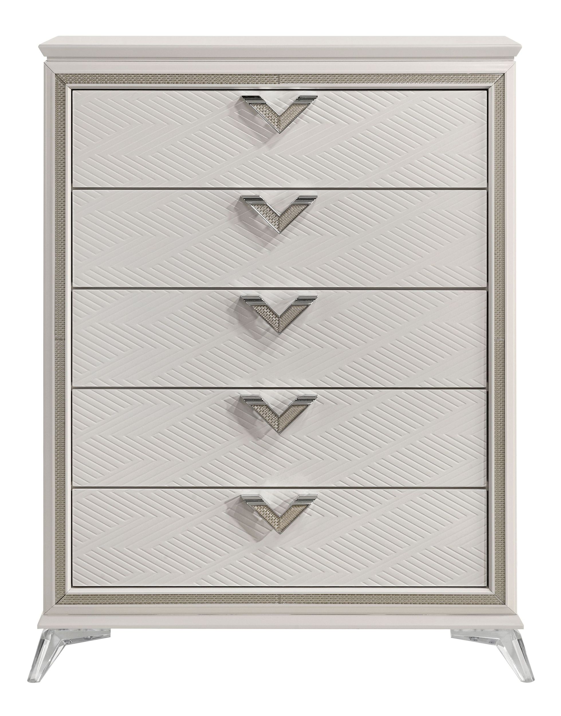 Audra Chenille/Wood Panel Bedroom Set with LED Lighting