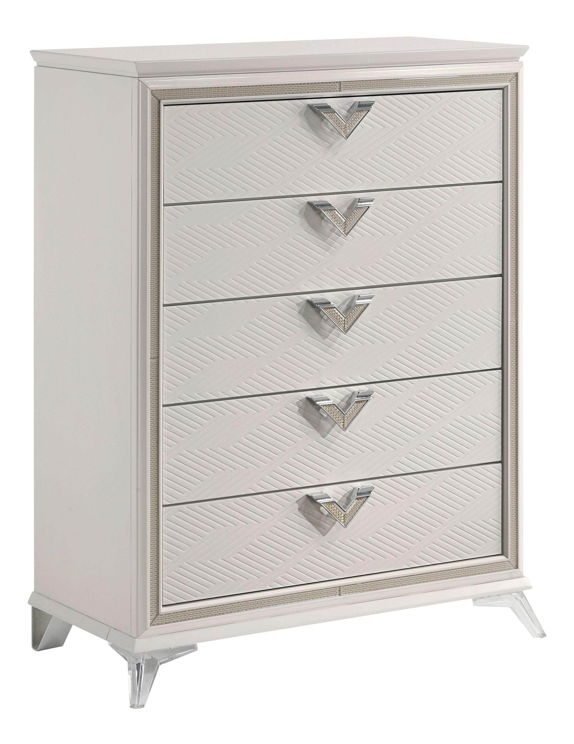 Audra Chenille/Wood Panel Bedroom Set with LED Lighting