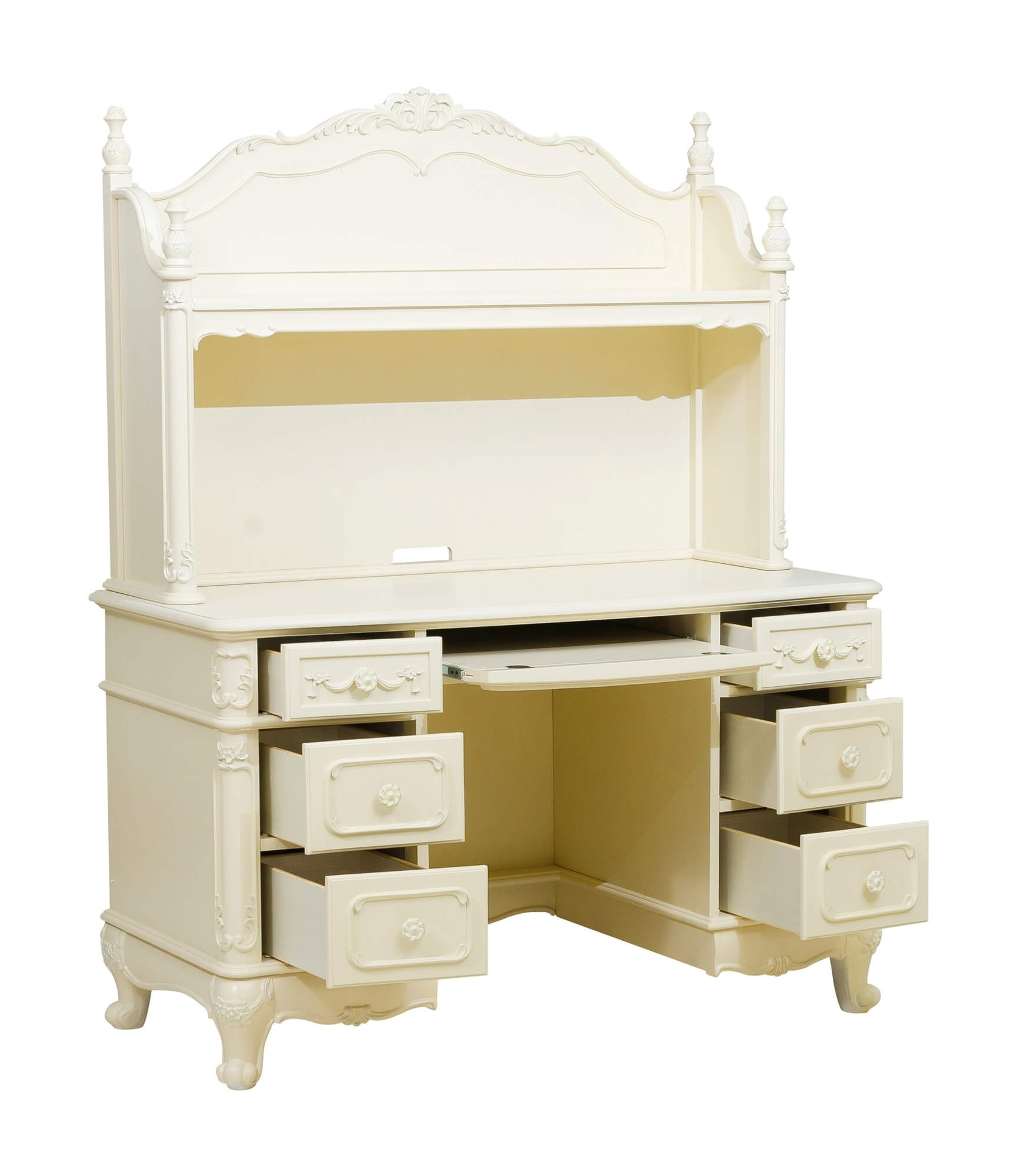 Cinderella Wood/Wood Veneer Writing Desk w/Hutch