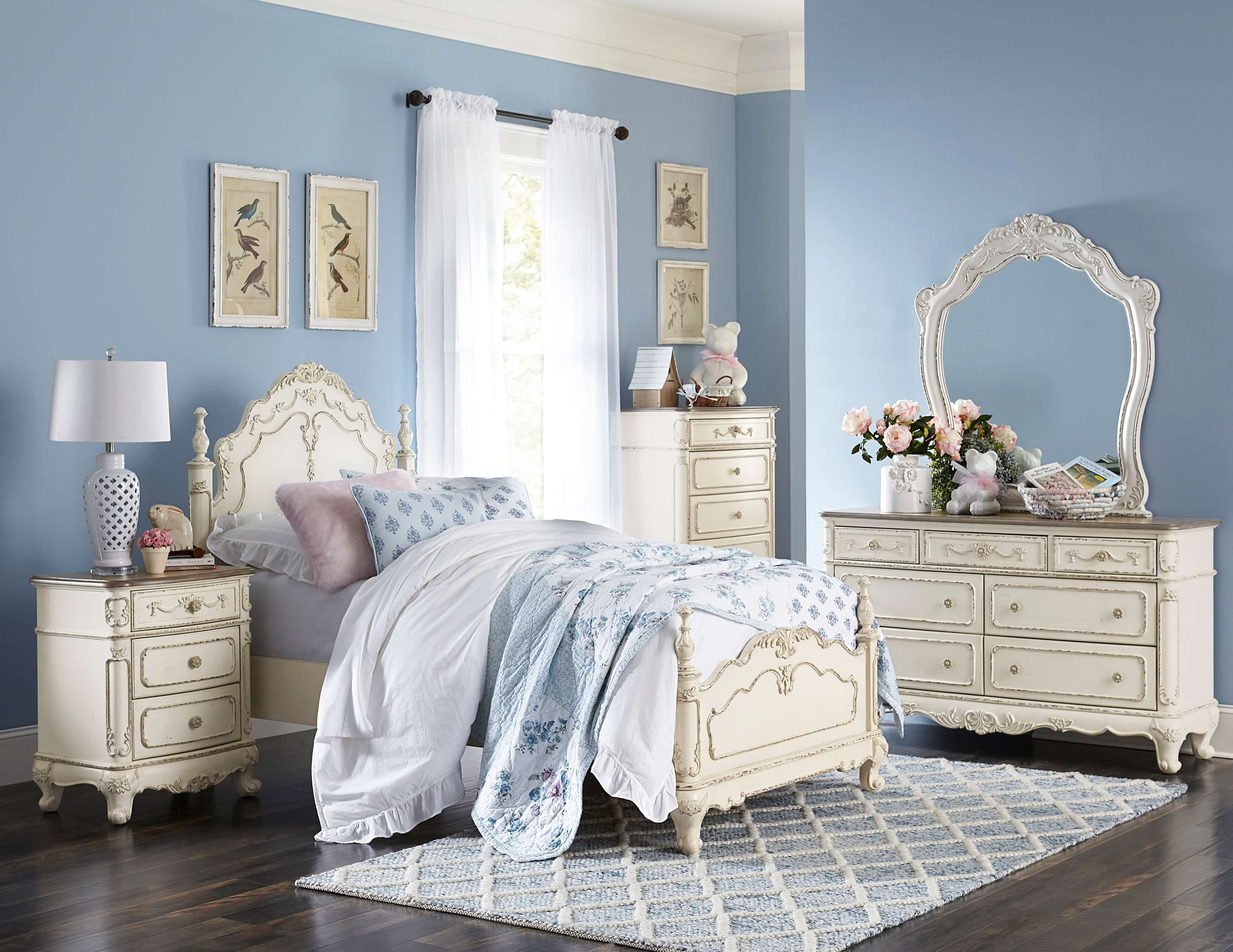 Homelegance Cinderella Wood Youth Bedroom Set, White/Grey