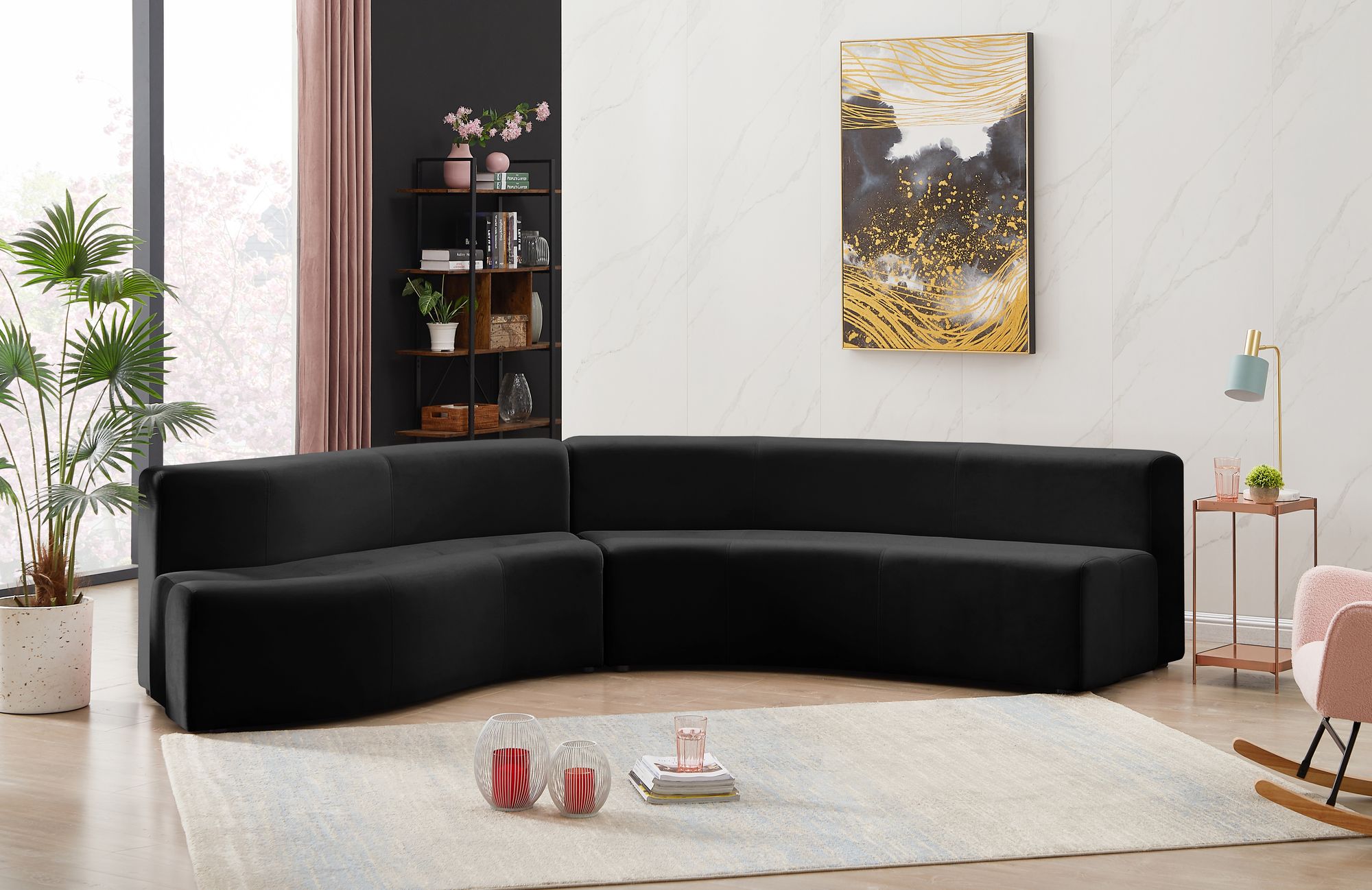Curl 2-Piece Velvet Sectional