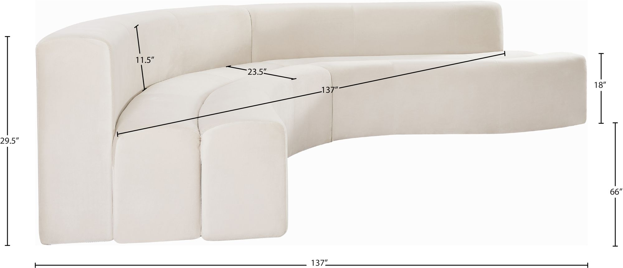 Curl 2-Piece Velvet Sectional