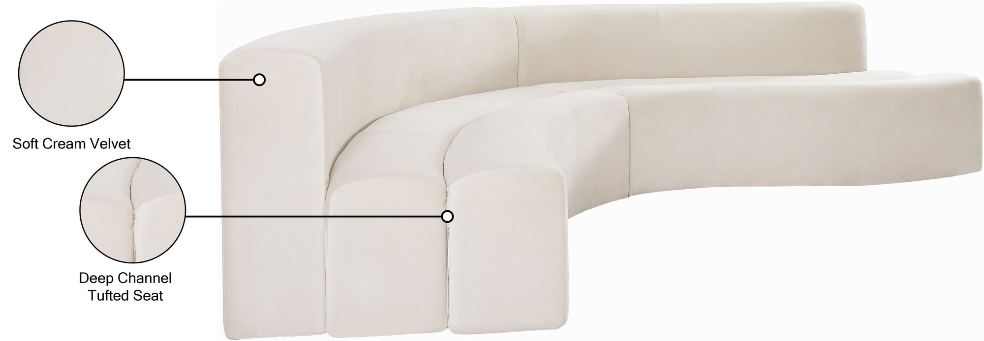 Curl 2-Piece Cream Velvet Sectional Information