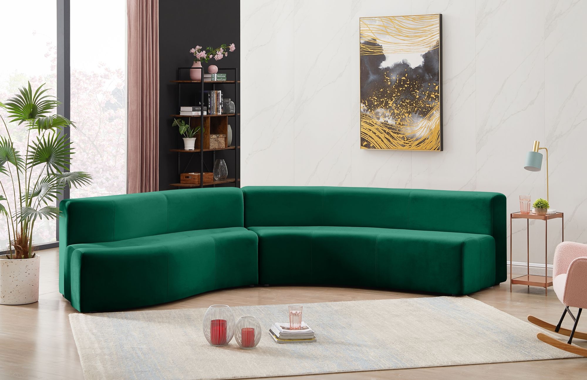 Meridian Furniture Green Velvet Sectional