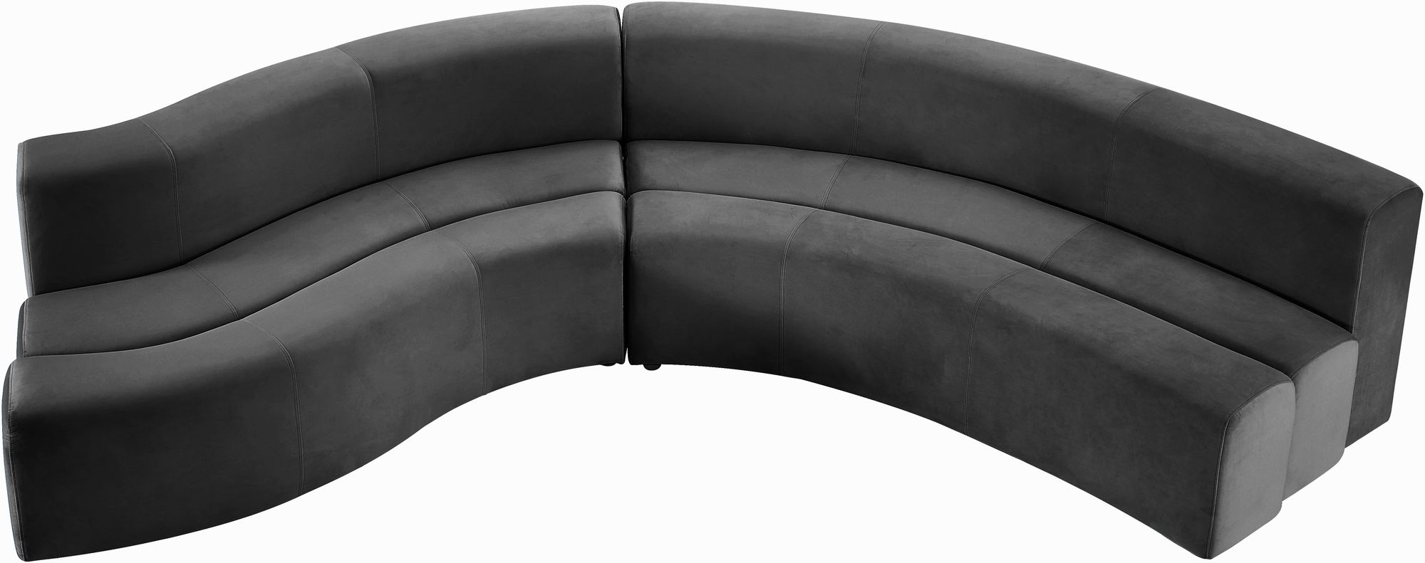 Meridian 2-Piece Grey Velvet Sectional