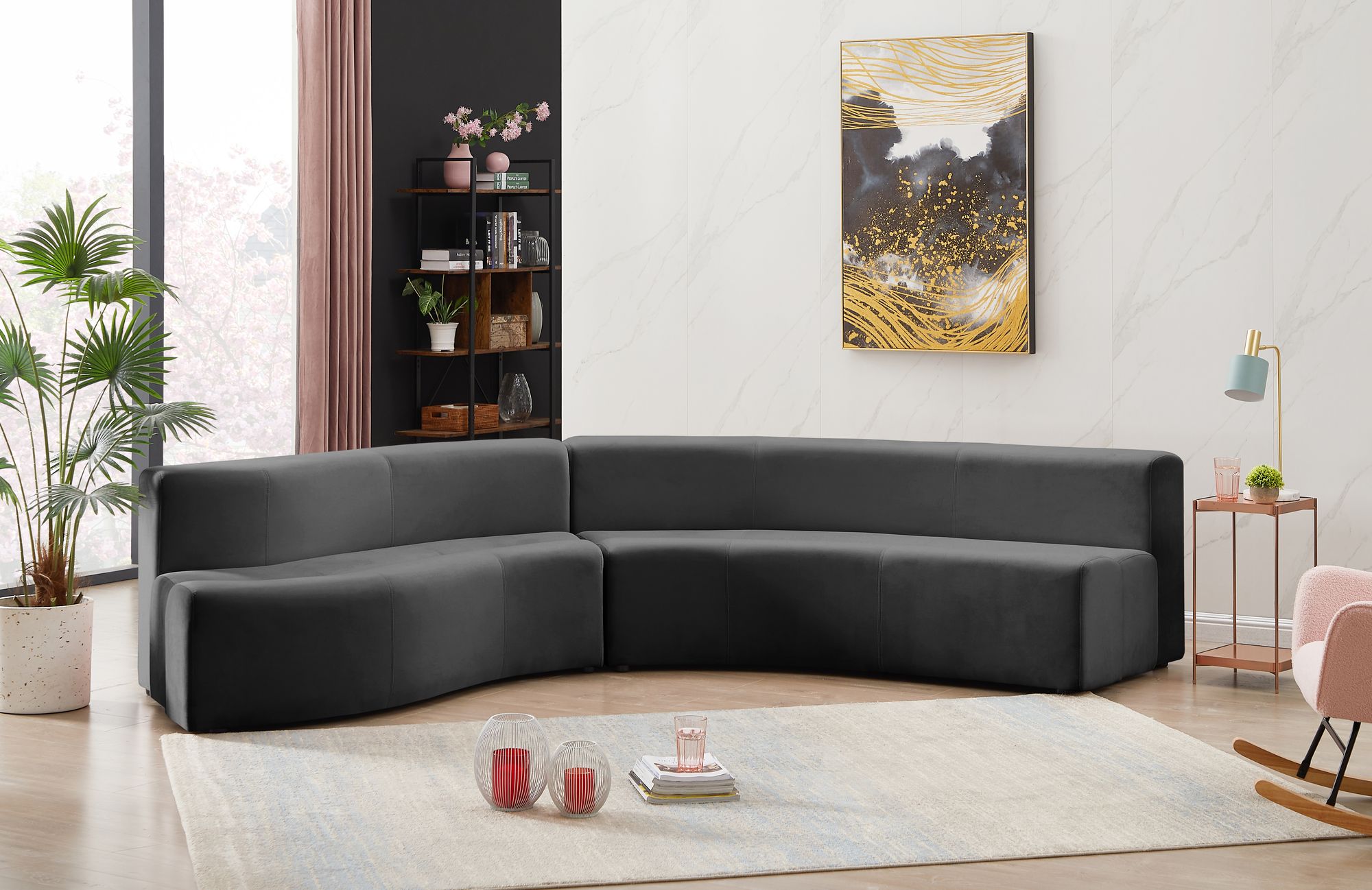 Curl 2-Piece Velvet Sectional