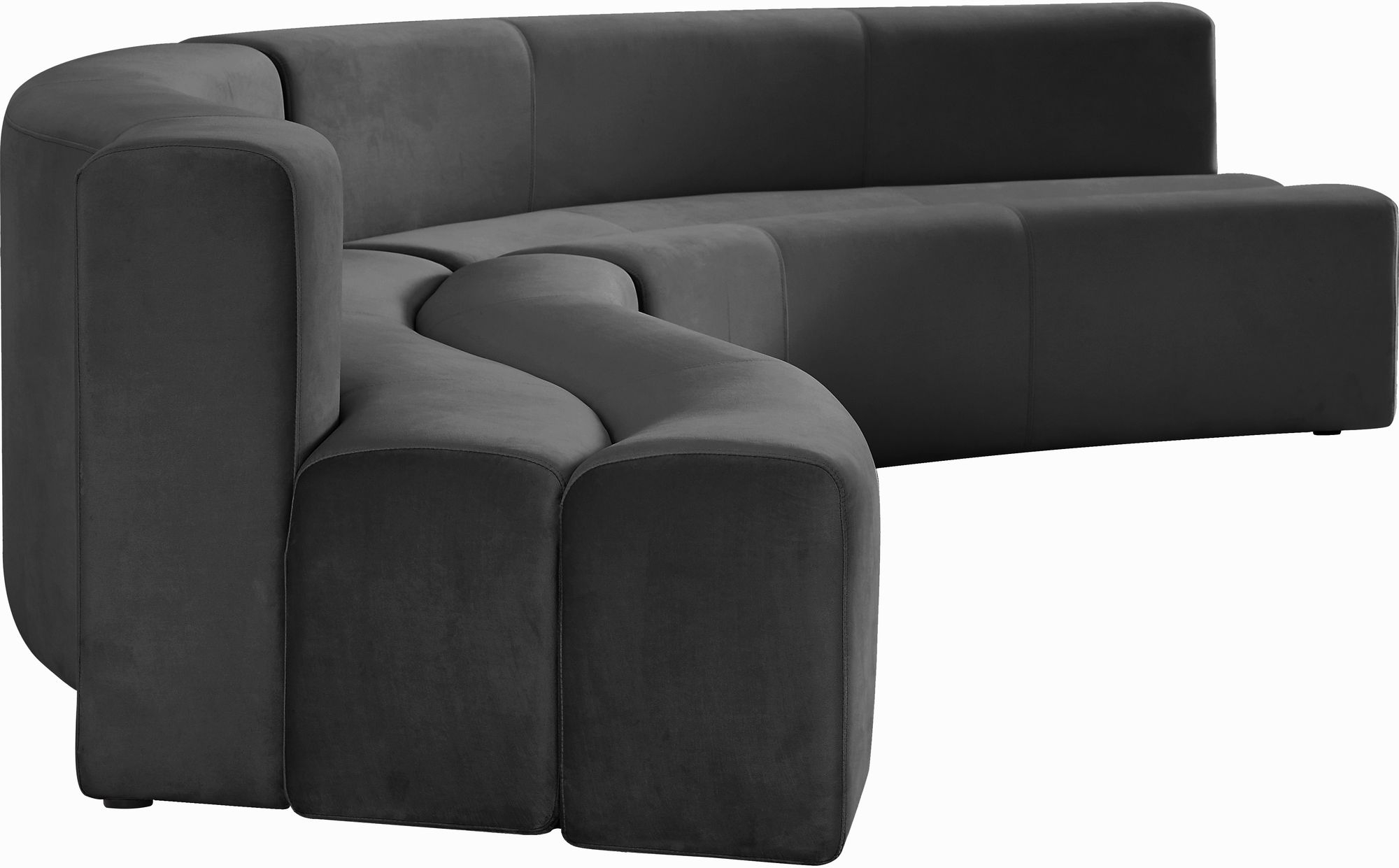 Grey Velvet Sectional Side by Meridian