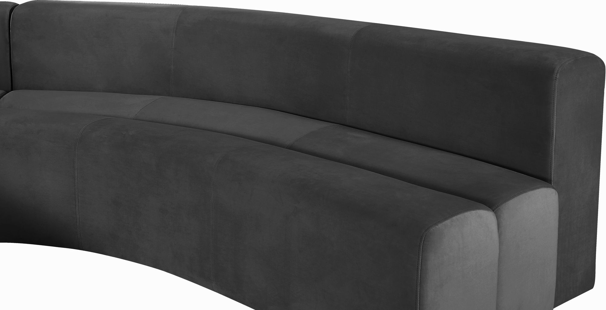 Grey Velvet Sectional Side by Meridian