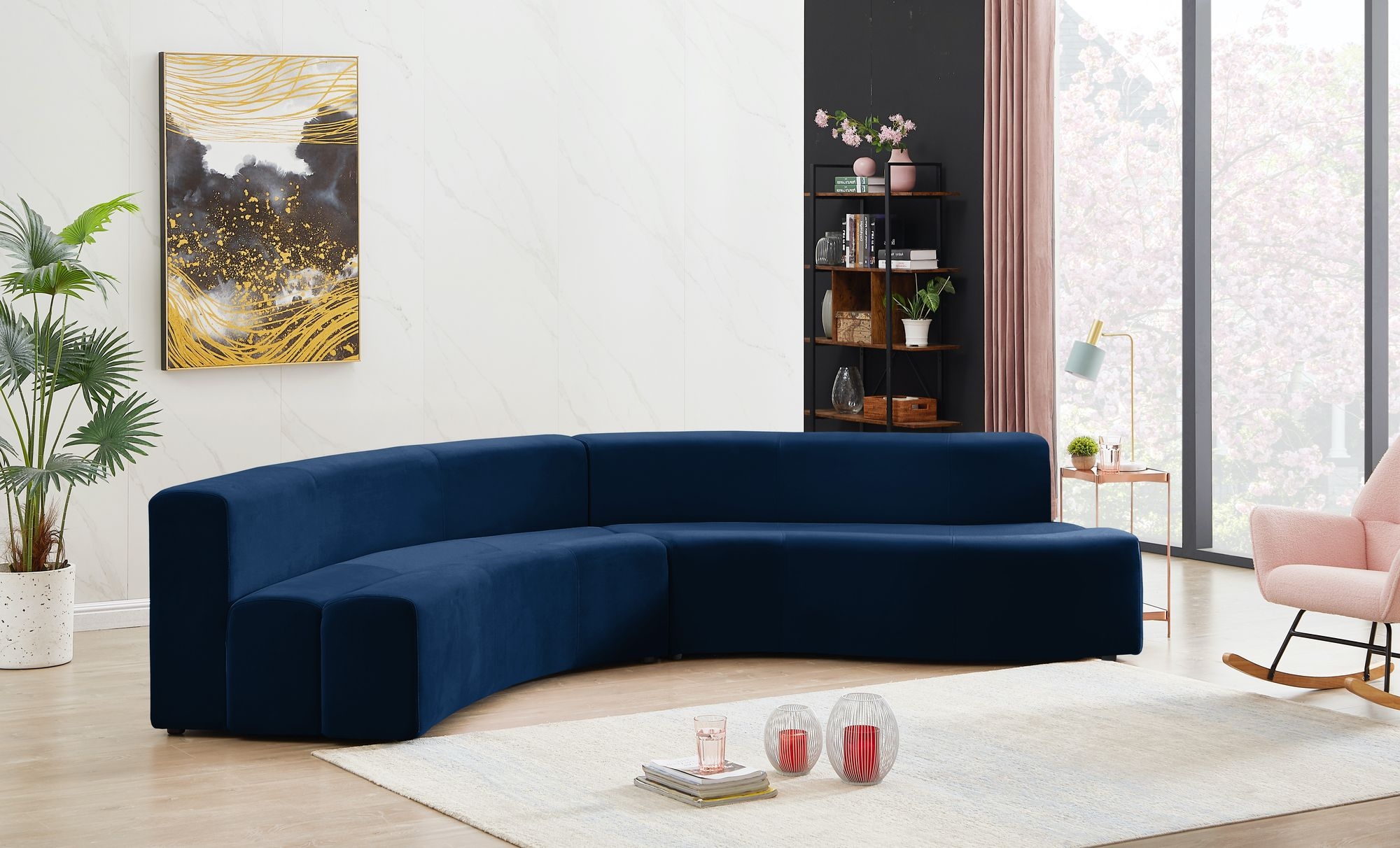 Meridian Furniture Blue Velvet Sectional