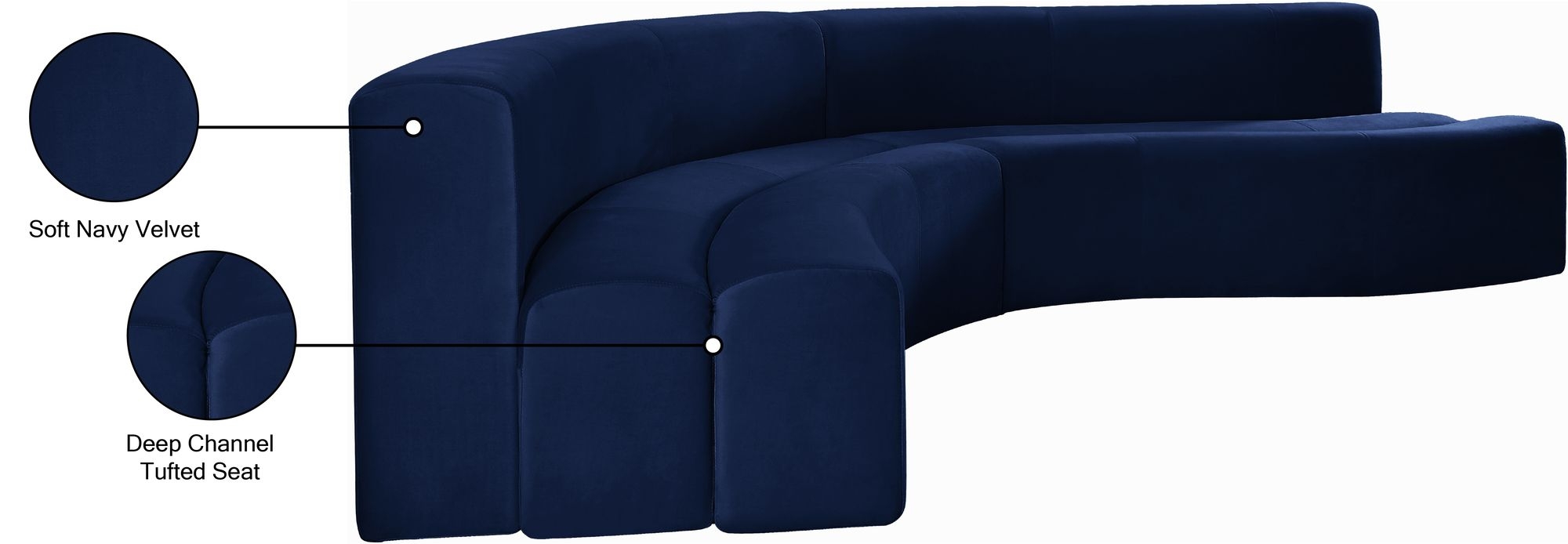 Curl 2-Piece Blue Velvet Sectional Information