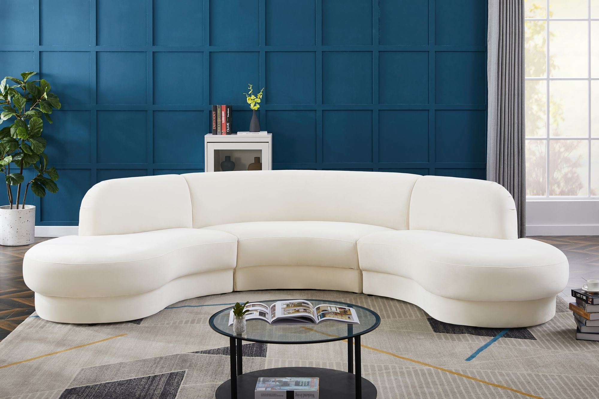 Rosa 135" 3-Piece Velvet Sectional