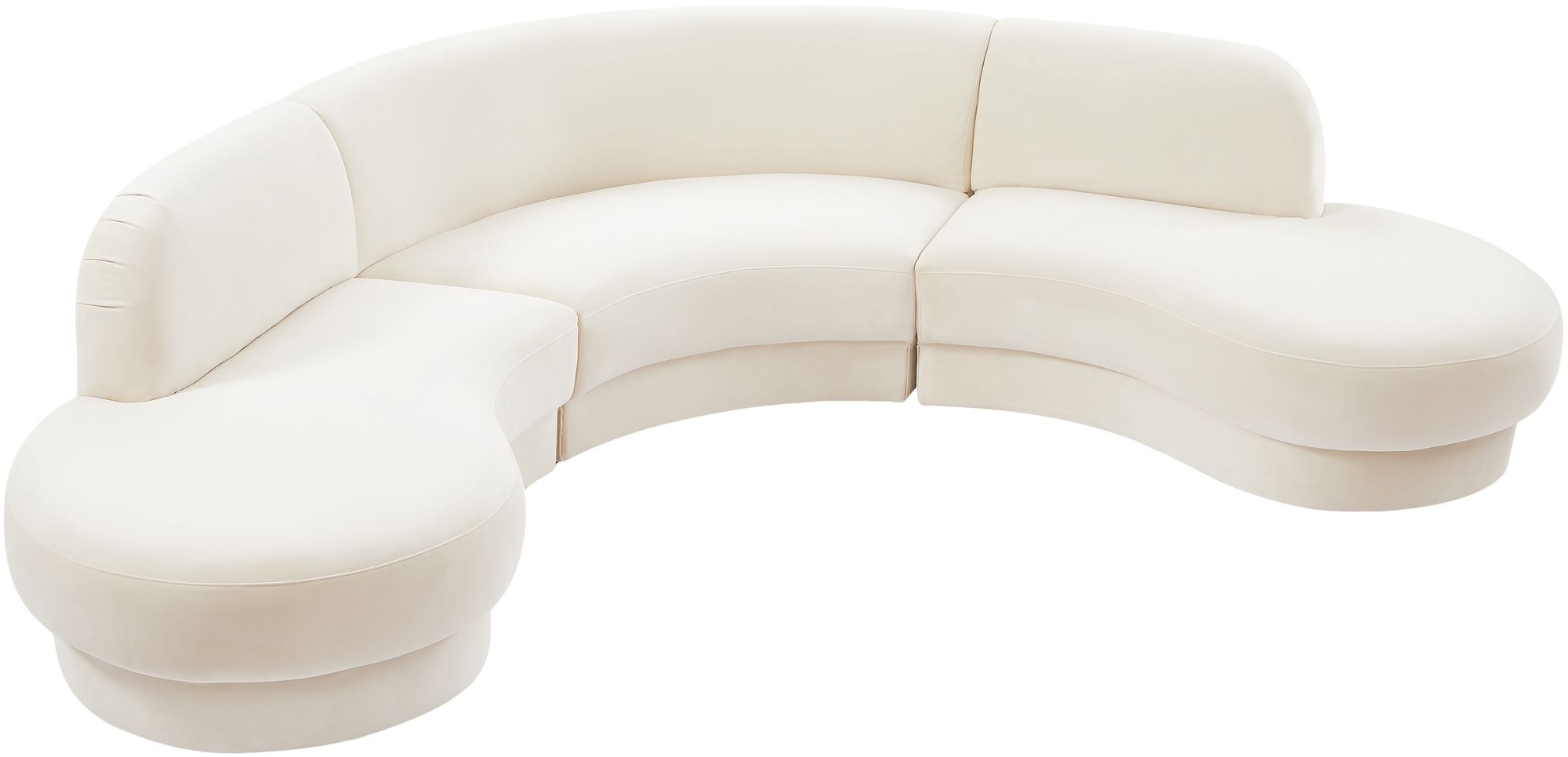 Rosa 135" 3-Piece Velvet Sectional