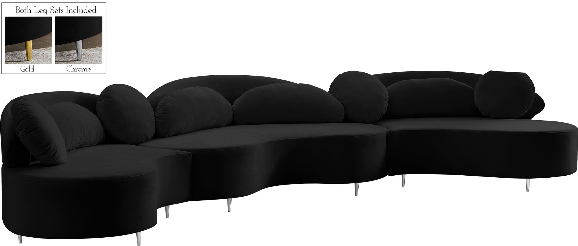 Vivacious 169" 3-Piece Velvet Sectional