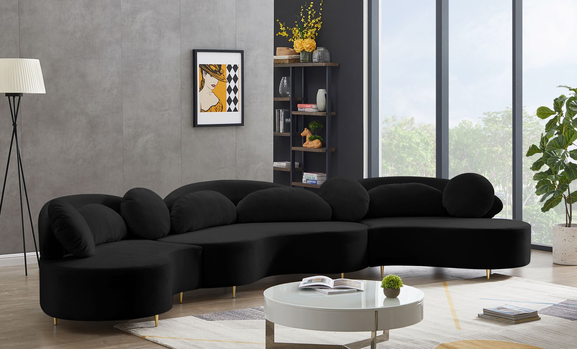 Vivacious 169" 3-Piece Velvet Sectional