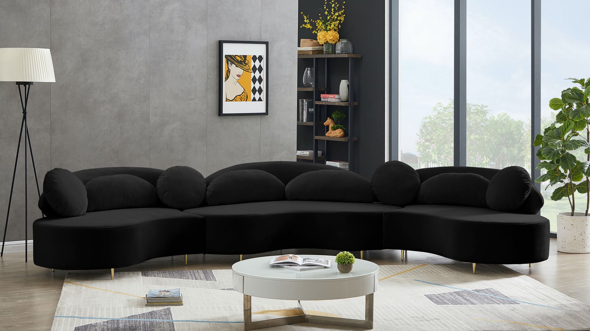 Vivacious 169" 3-Piece Velvet Sectional