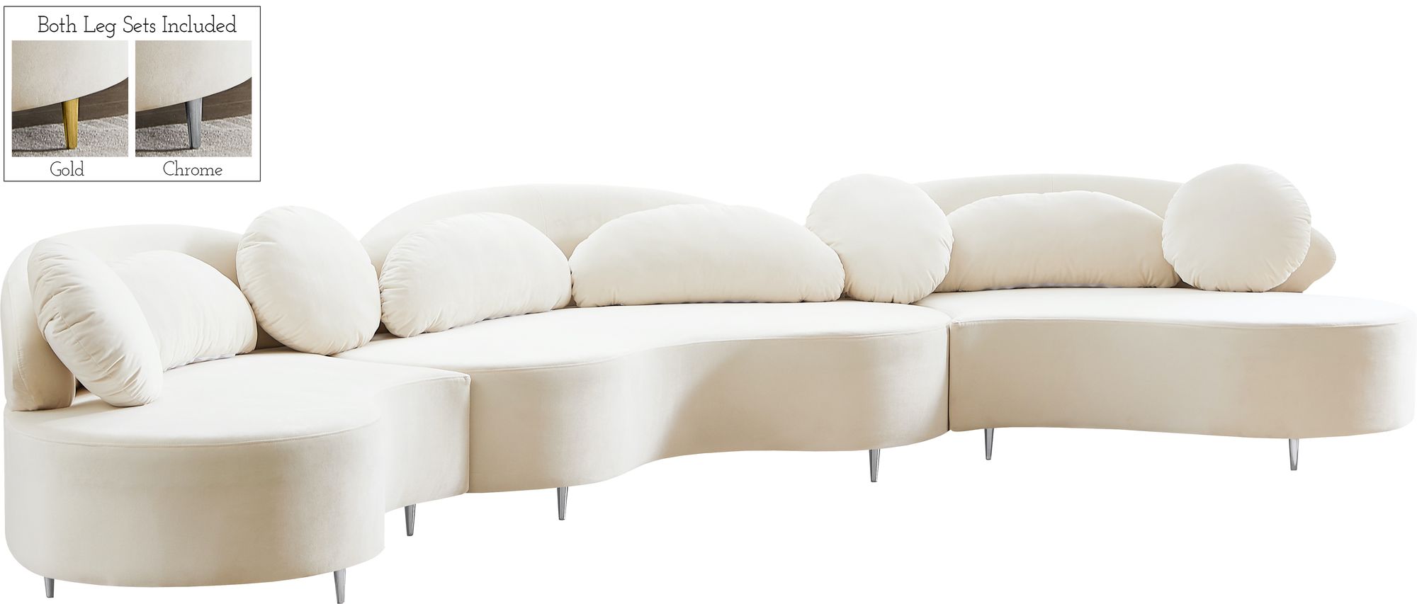 Vivacious 169" 3-Piece Velvet Sectional