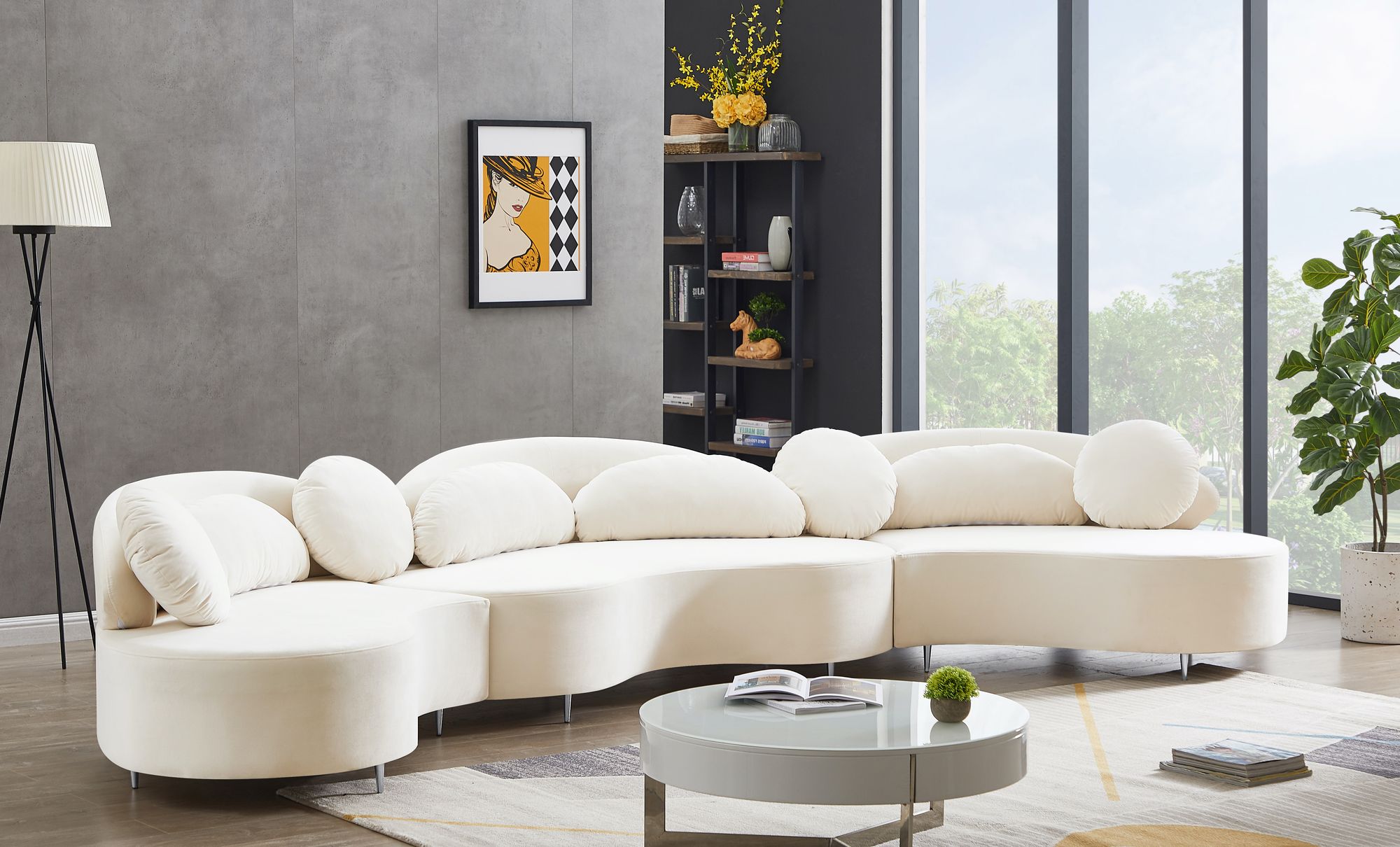 Vivacious 169" 3-Piece Velvet Sectional