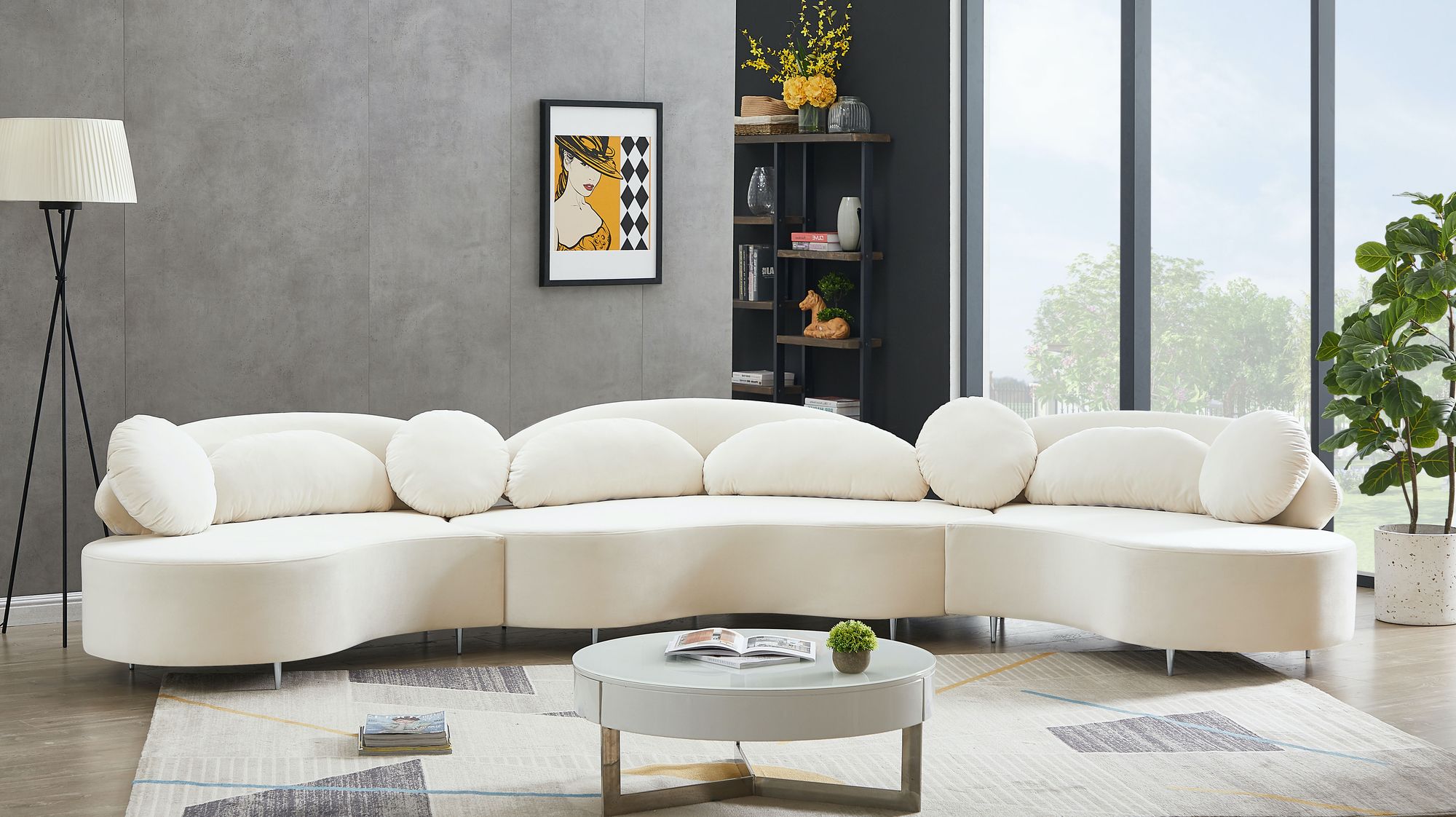 Vivacious 169" 3-Piece Velvet Sectional