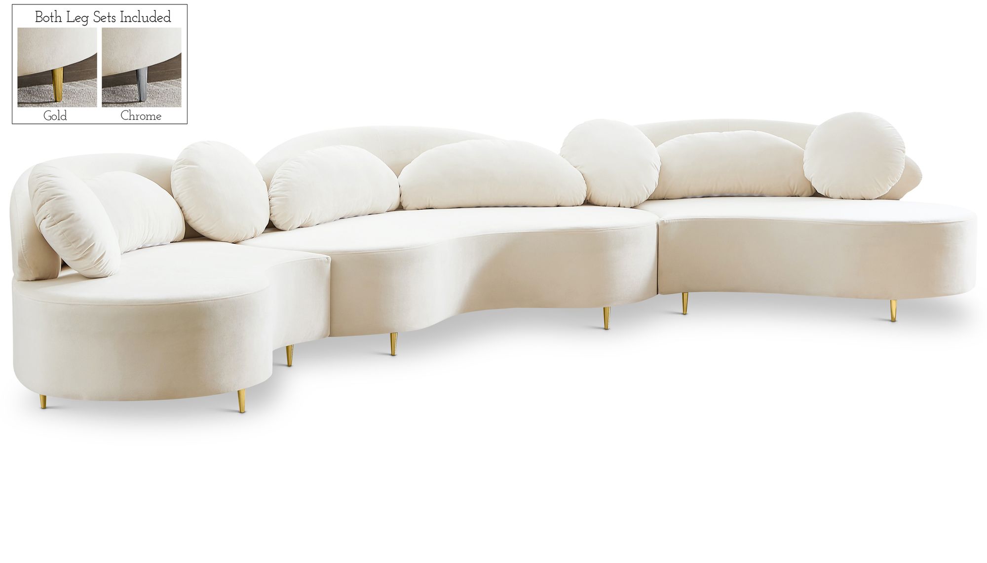 Vivacious 169" 3-Piece Velvet Sectional
