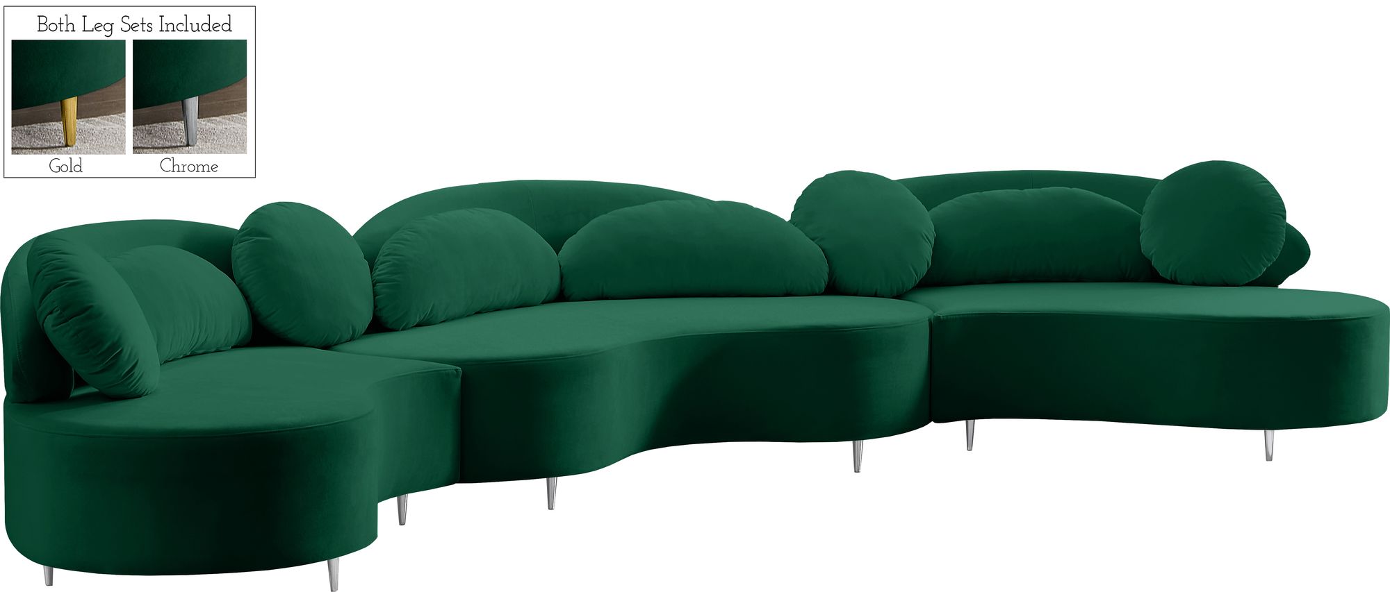 Vivacious 169" 3-Piece Velvet Sectional
