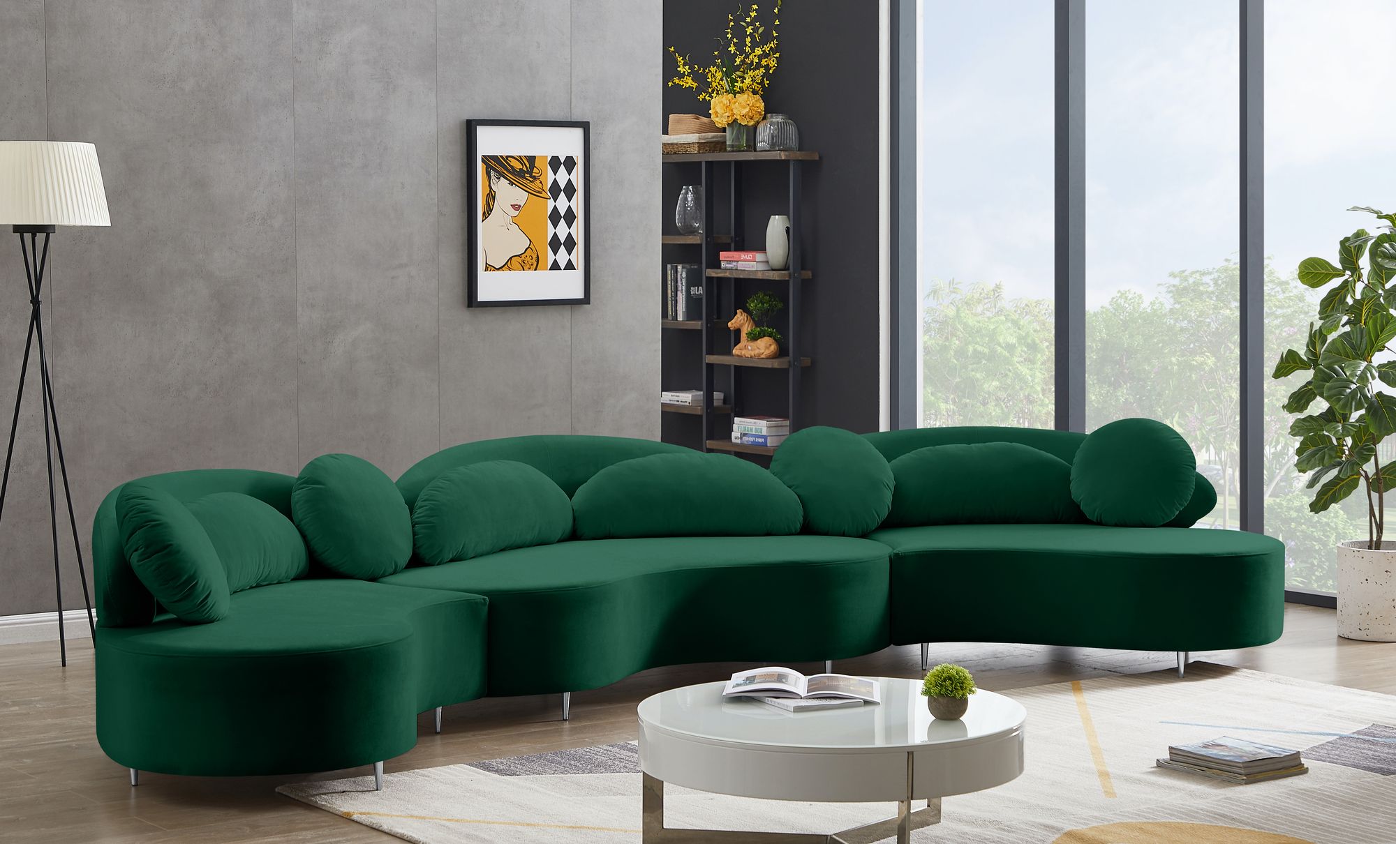 Vivacious 169" 3-Piece Velvet Sectional