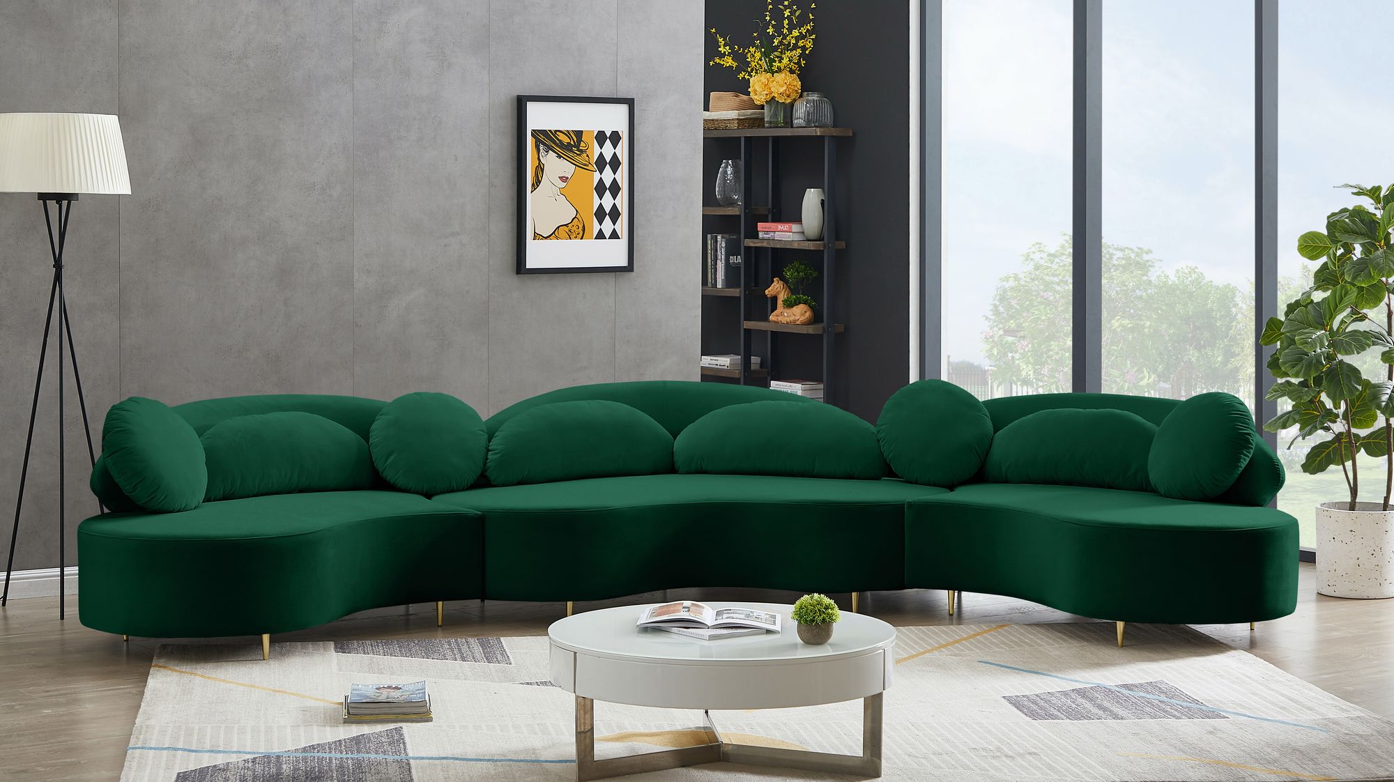 Vivacious 169" 3-Piece Velvet Sectional