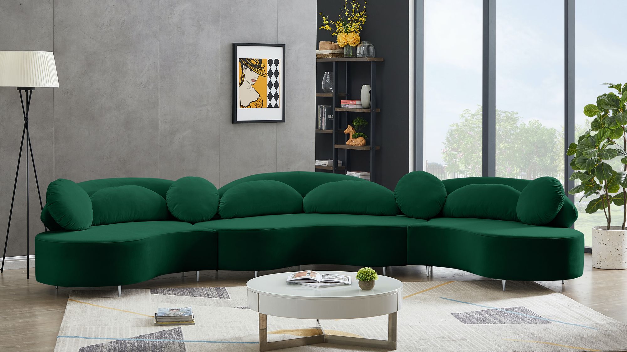 Vivacious 169" 3-Piece Velvet Sectional