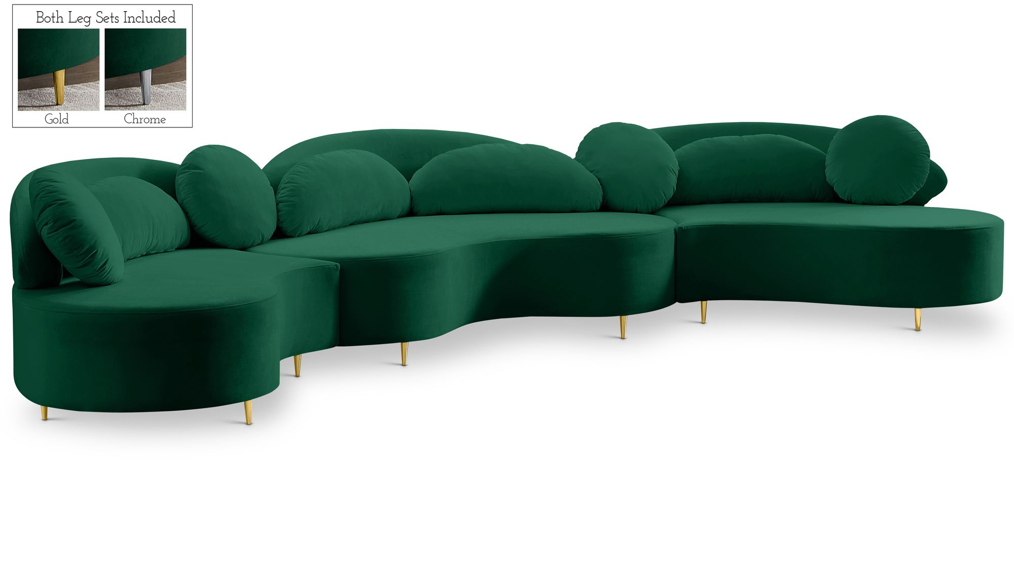 Vivacious 169" 3-Piece Velvet Sectional