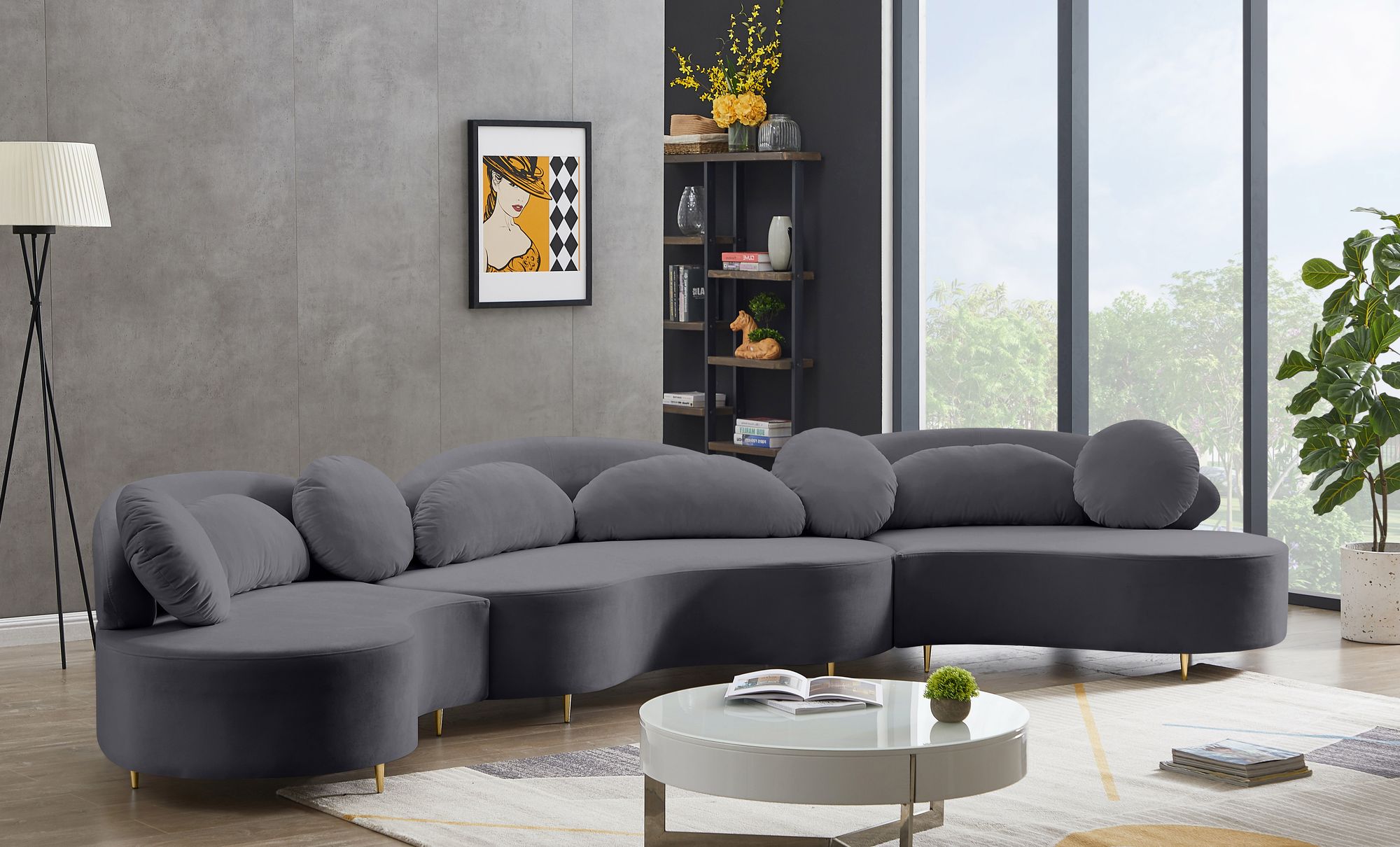 Vivacious 169" 3-Piece Velvet Sectional