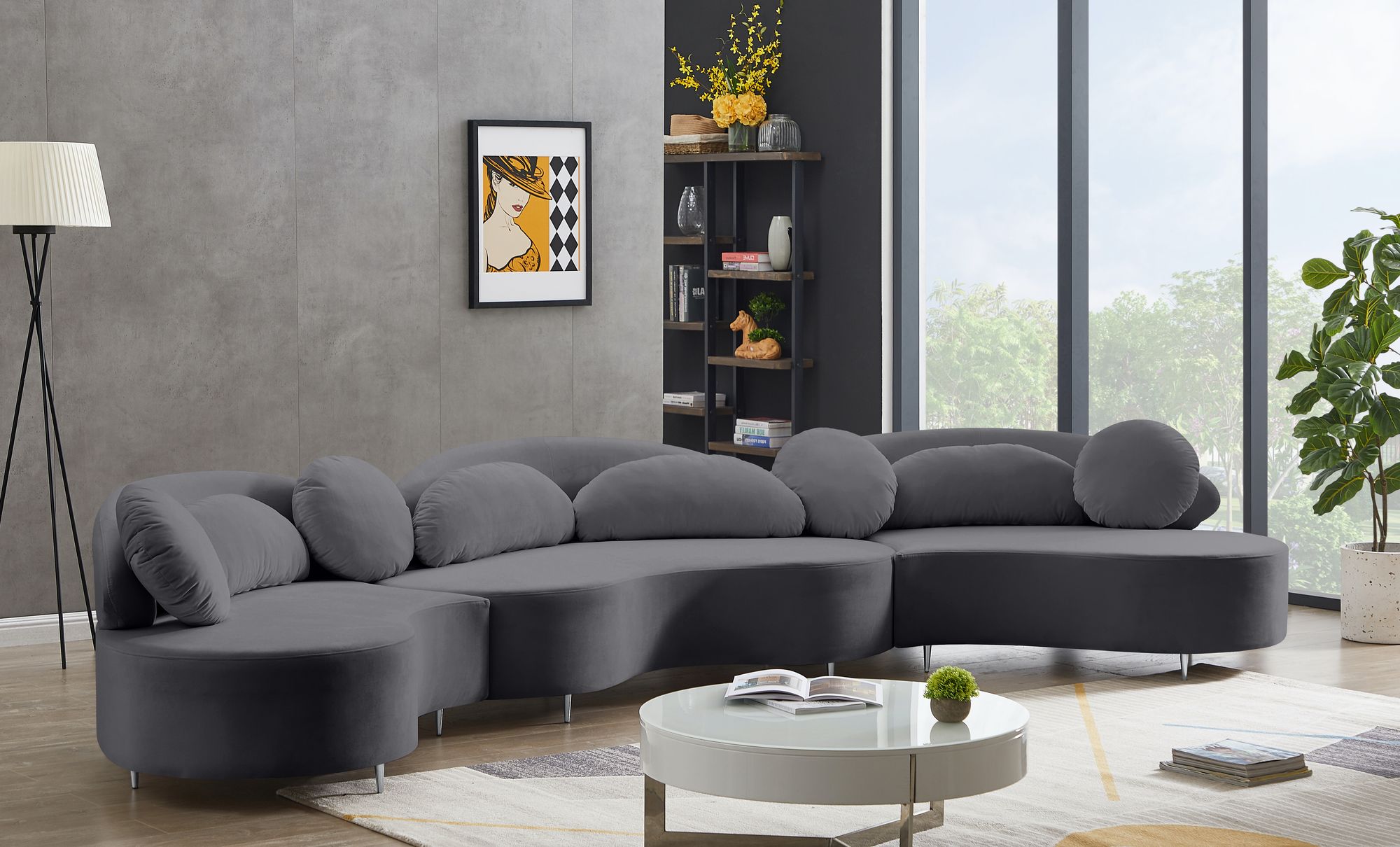 Vivacious 169" 3-Piece Velvet Sectional