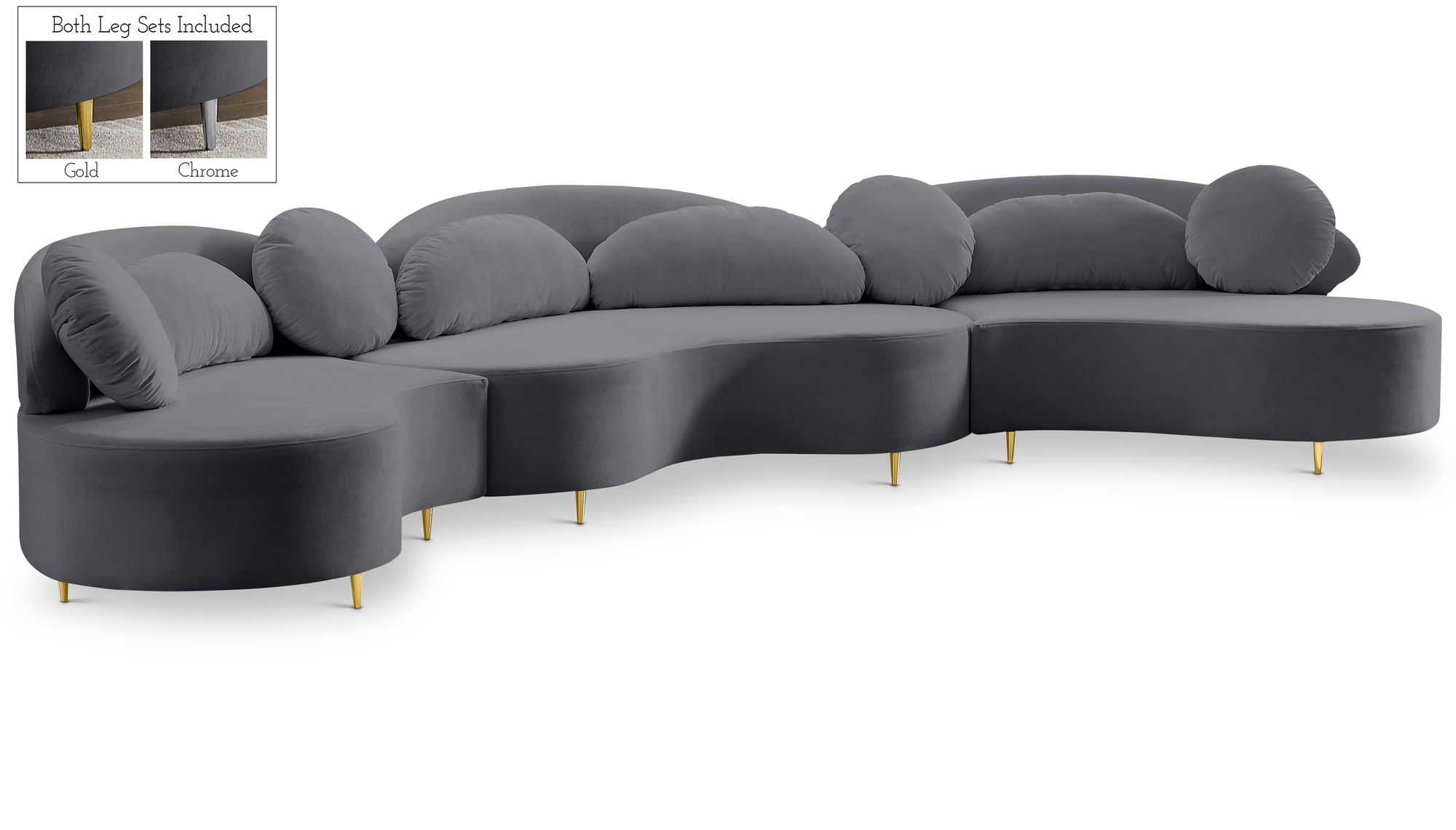 Vivacious 169" 3-Piece Velvet Sectional