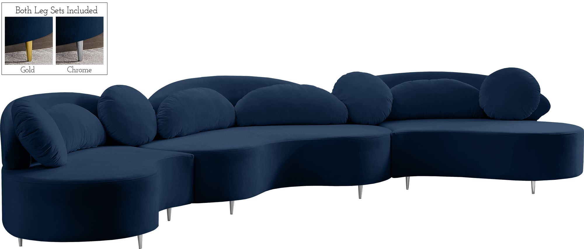 Vivacious 169" 3-Piece Velvet Sectional