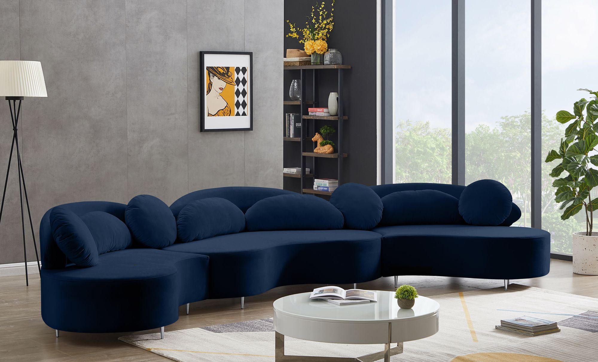 Vivacious 169" 3-Piece Velvet Sectional